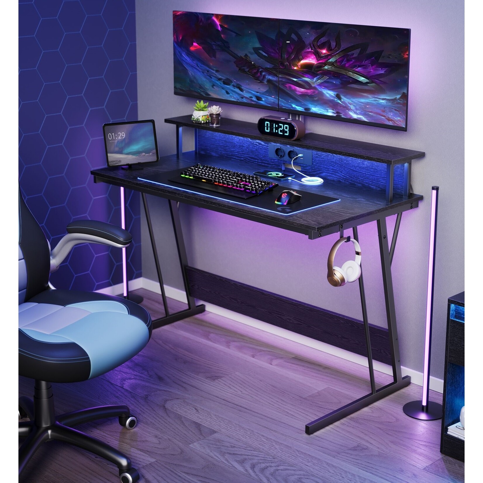 Parya Home Electric Height-Adjustable Desk 120 x 60 cm – Stepless Adjustment with Memory Function – Vintage Brown & Black