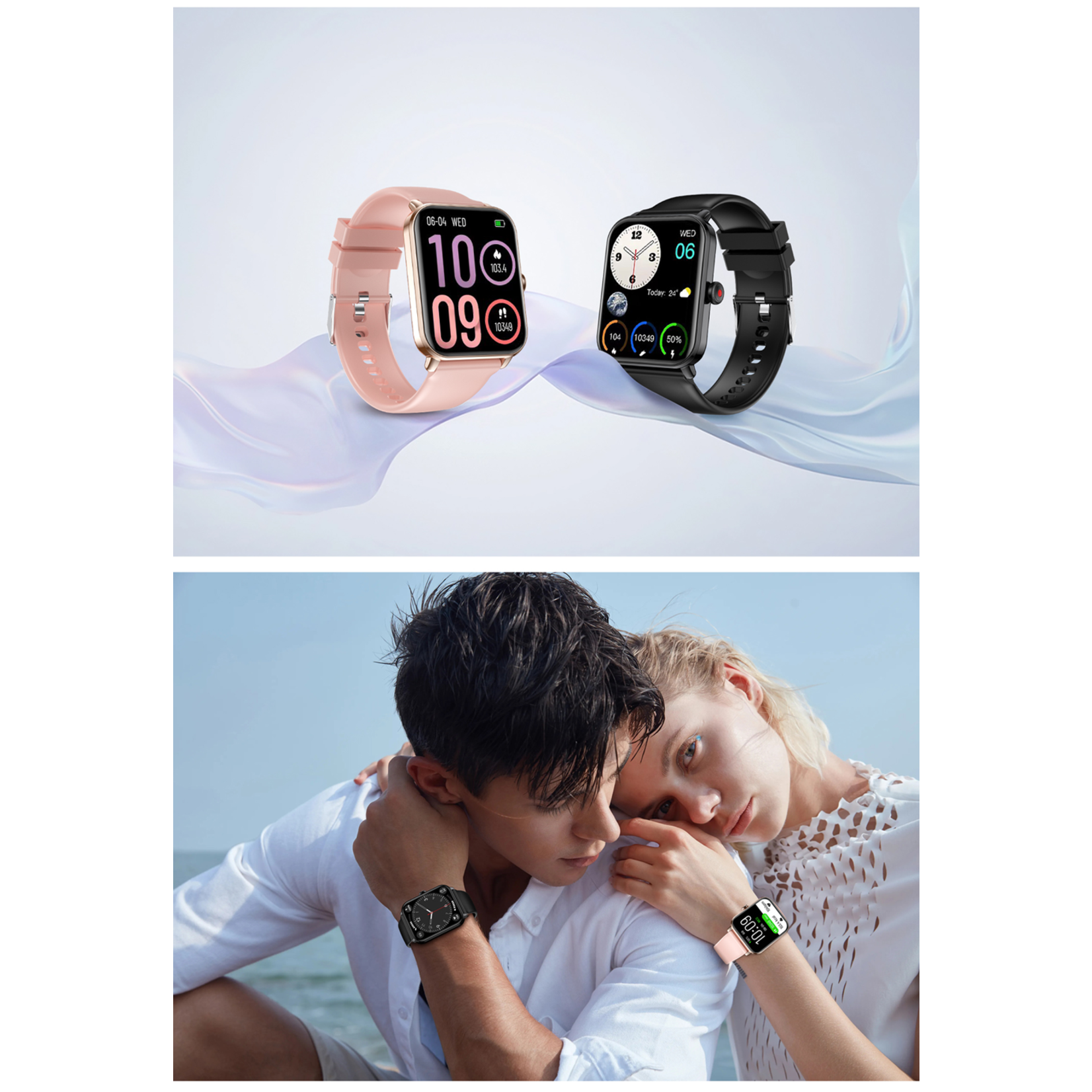 Parya Parya Smartwatch Activity Tracker – Pink – Heart Rate, Blood Pressure, Step Counter, Notifications & IP67 – iOS & Android – 14-Day Standby