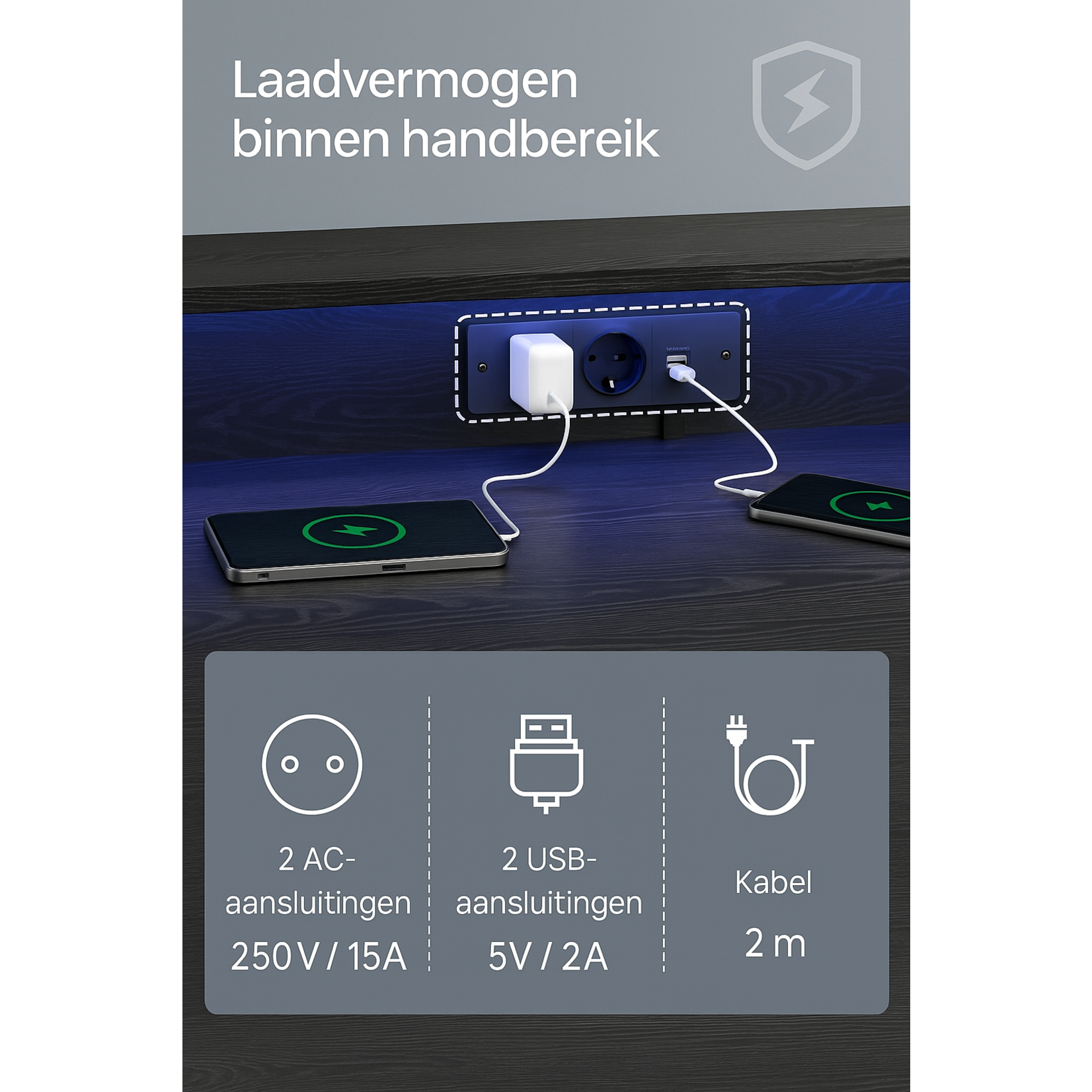 Parya Home Elektrisch in Hoogte Verstelbaar Bureau 120 x 60 cm – Traploos Verstelbaar met Geheugenfunctie – Vintage Bruin & Zwart