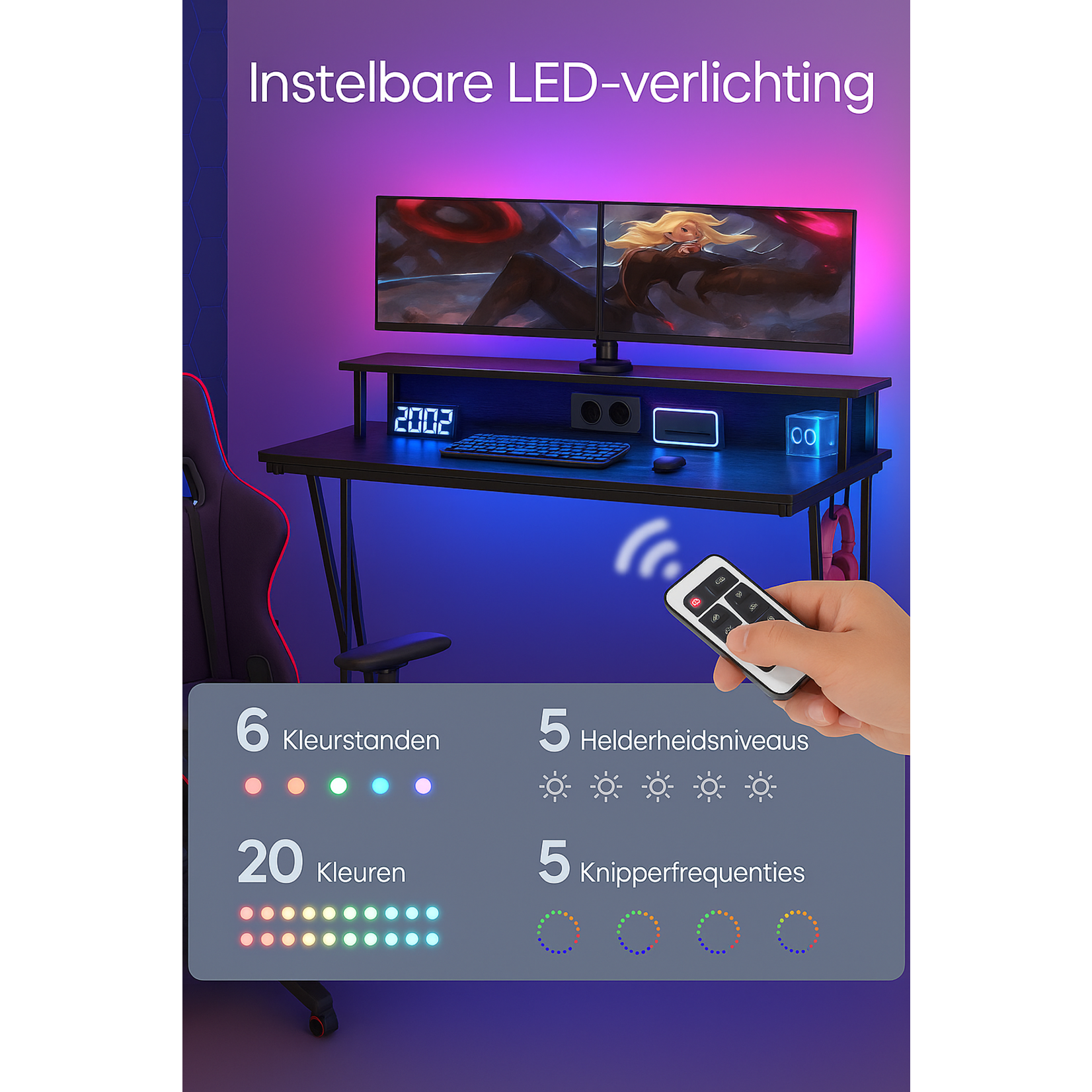 Parya Home Parya Home Electric Height-Adjustable Desk 120 x 60 cm – Stepless Adjustment with Memory Function – Vintage Brown & Black