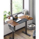 Parya Home Electric Height Adjustable Desk 120 x 60 cm – Vintage Brown Wood Look – Stepless Adjustment with Memory Function – Black Frame