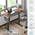 Parya Home Parya Home Elektrisch Verstelbaar Bureau 140 x 60 cm – Traploos in Hoogte Verstelbaar met 4 Geheugenstanden – Vintage Bruin Houtlook & Zwart Stalen Frame