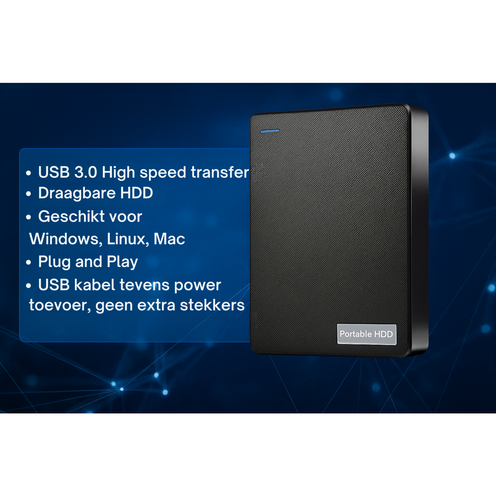 Dutch Wanted Dutch Wanted Fast Plus - External Hard Drive - External Hard Drive - 1TB (2x500GB) Storage - Plug and play - Portable storage - USB 3.0