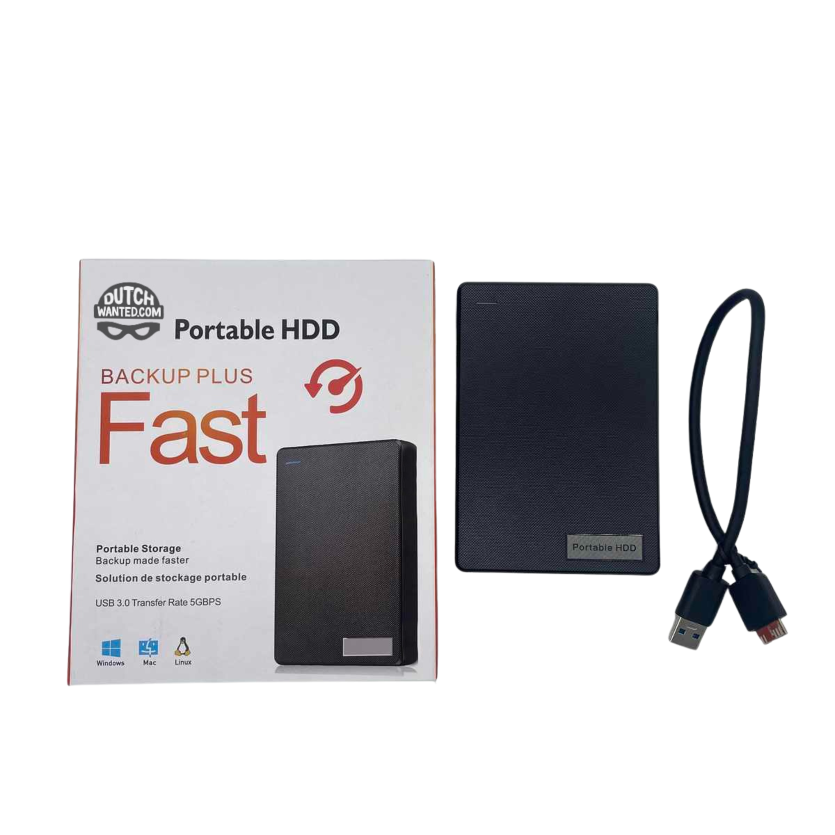 Dutch Wanted Dutch Wanted Fast Plus - Externe Harde Schijf - Harde Schijf Extern - 1TB (2x500GB) Opslag - Plug and play - Portable storage - USB 3.0