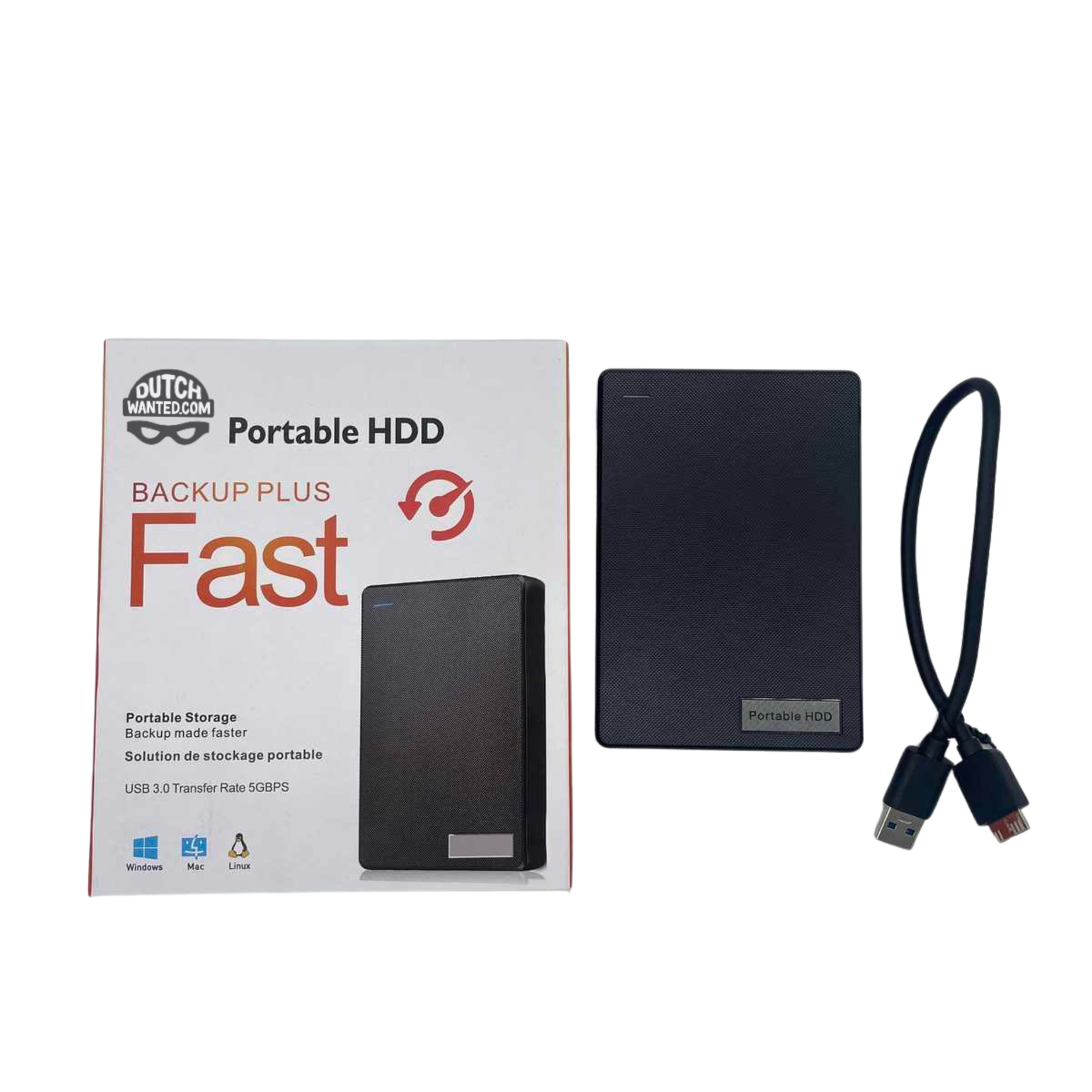 Dutch Wanted Dutch Wanted Fast Plus - External Hard Drive - External Hard Drive - 320GB Storage - Plug and play - Portable storage - USB 3.0