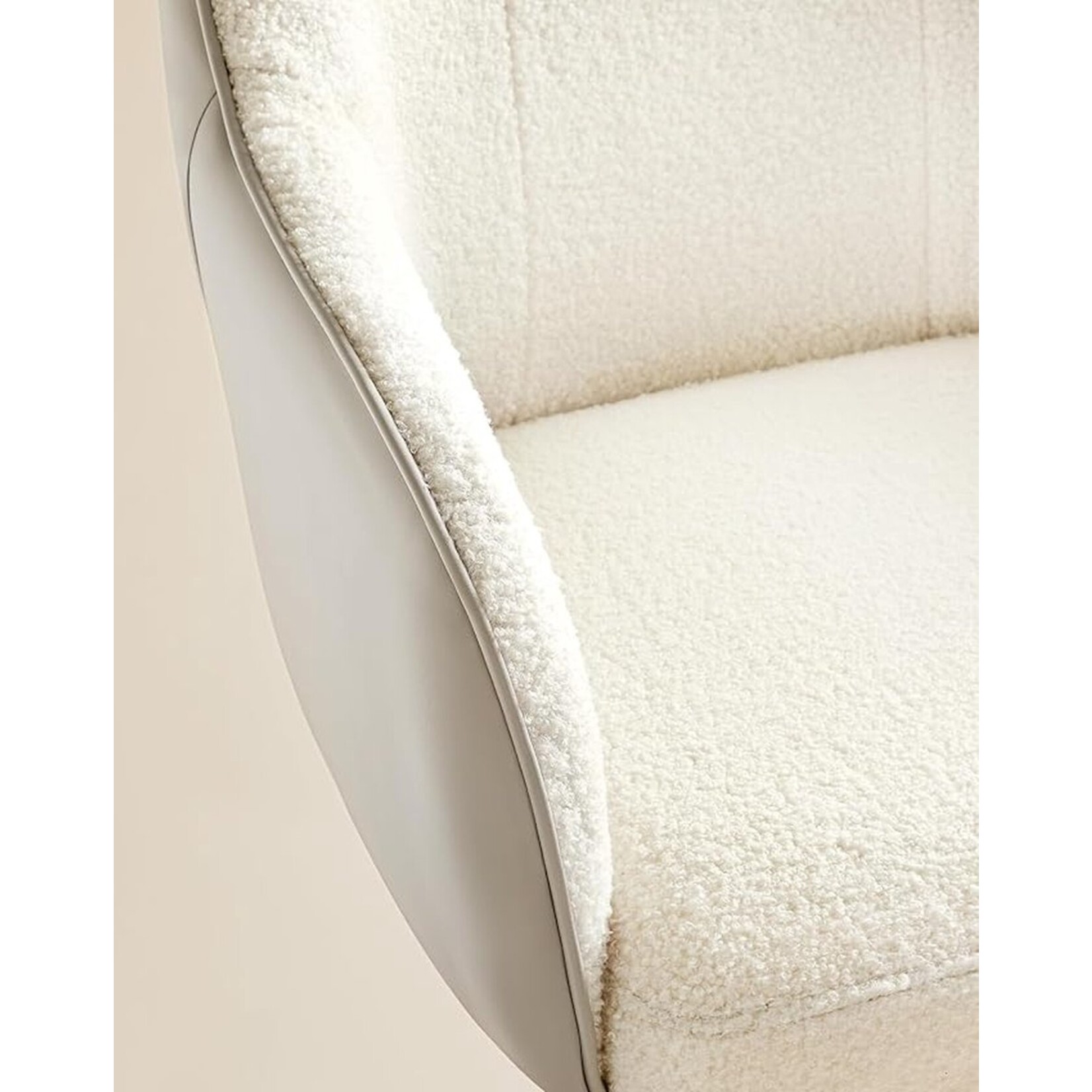 Parya Home Parya Home - Swivel office chair Height adjustable up to 110 kg Load capacity Breathable Sherpa material and PU for study Bedroom Beige