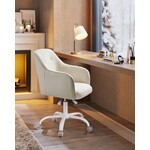 Parya Home - Swivel office chair Height adjustable up to 110 kg Load capacity Breathable Sherpa material and PU for study Bedroom Beige