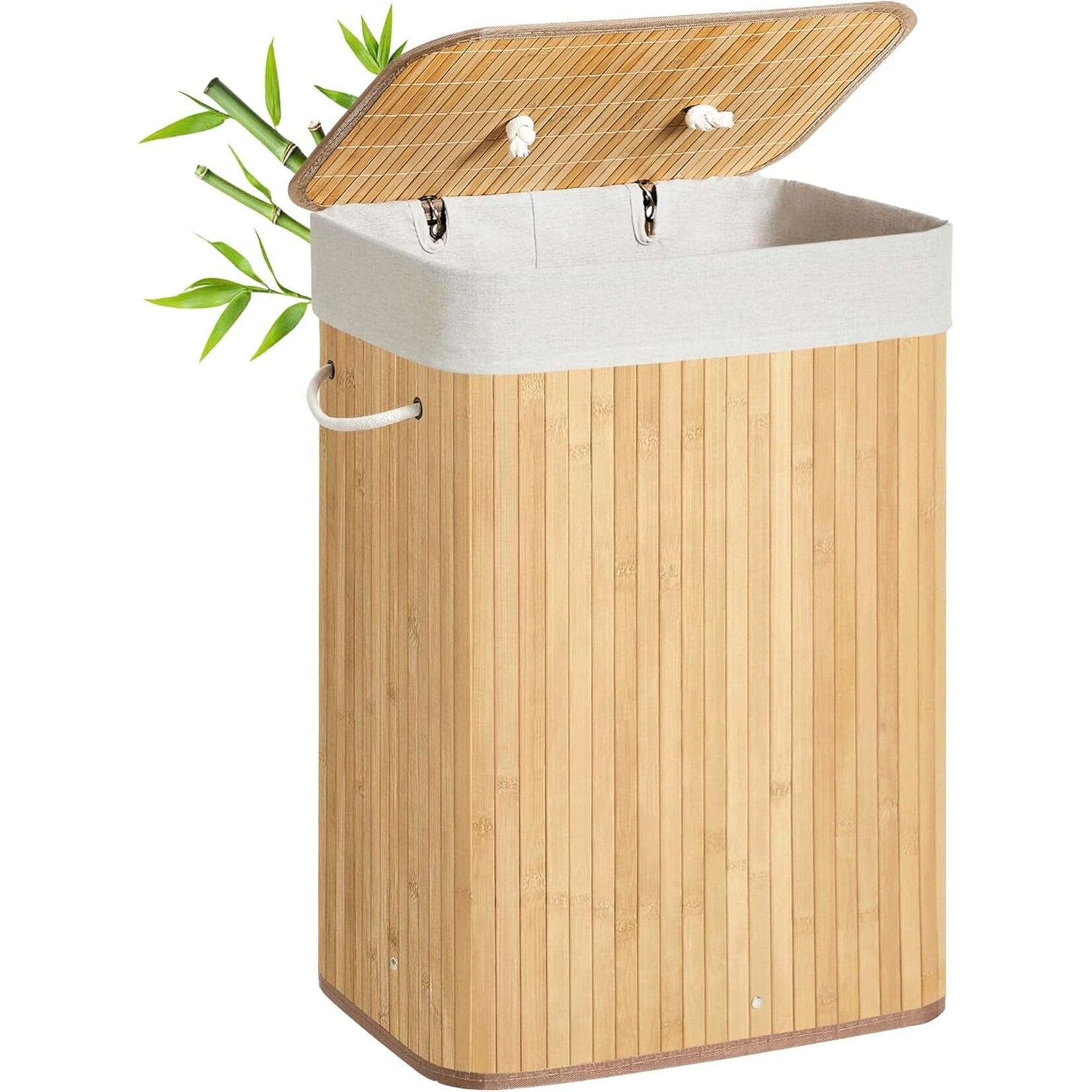 Bobbel Home Bamboo Laundry Basket - Foldable Storage Basket - 72 Liter - 40 x 30 x 60 cm