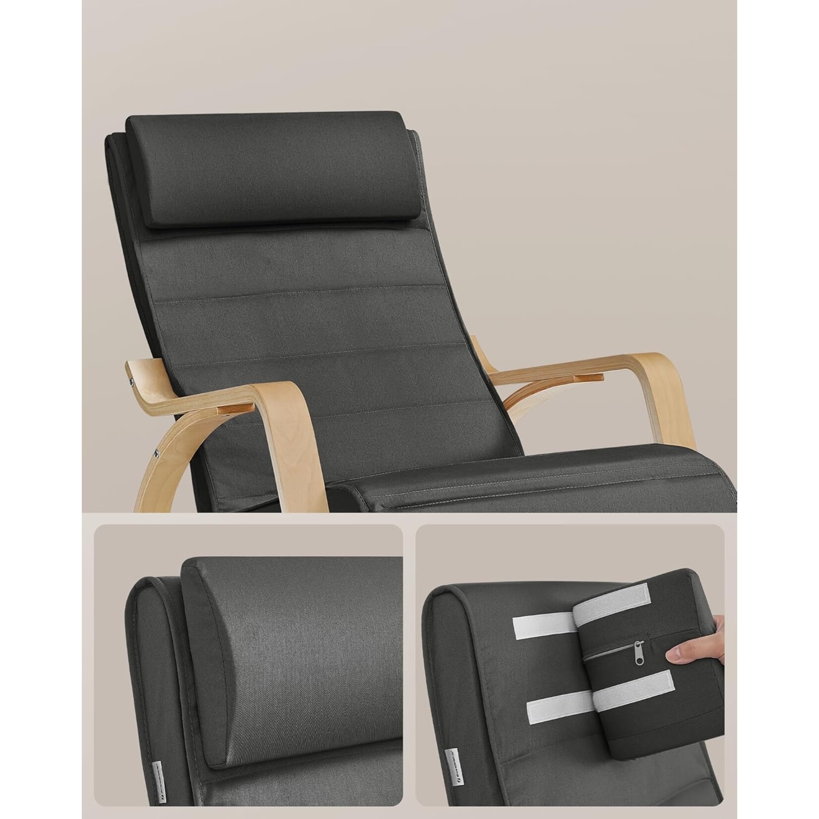 Bobbel Home Rocking chair - Relax chair - Adjustable 5 positions - Grey