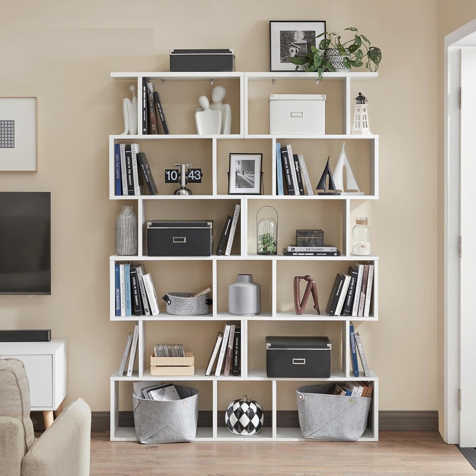 Bobbel Home Wooden Bookcase - 6 Levels - Standard Shelf - Freestanding Bookcase - Bookcases