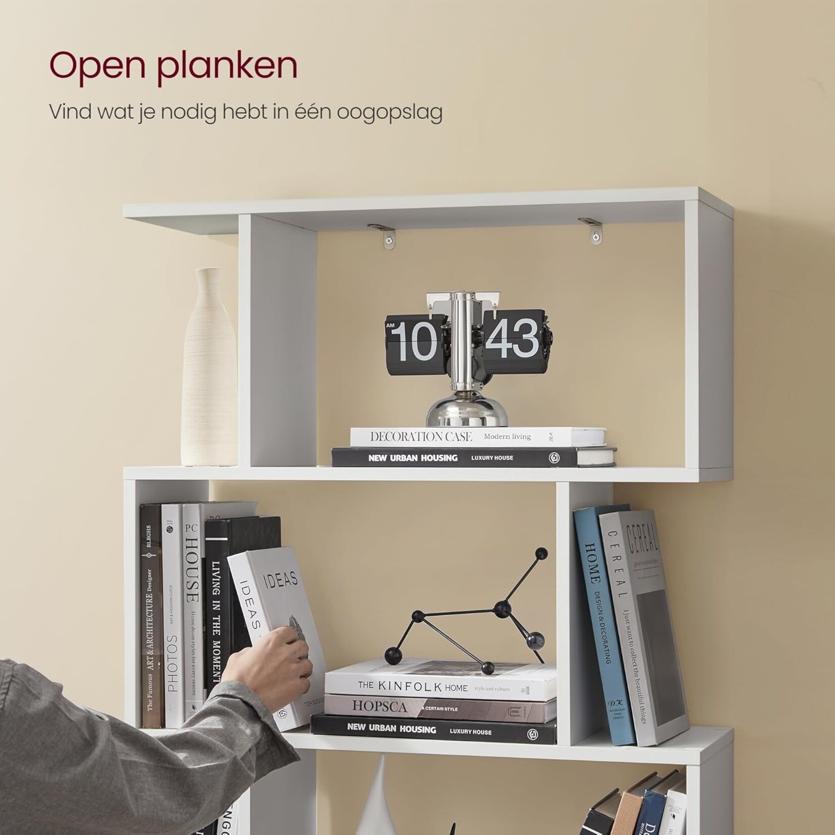 Bobbel Home Houten Boekenkast - 6 Niveaus “ Standaardplank “ Vrijstaande Kast - Boekenrek - Boekenkasten