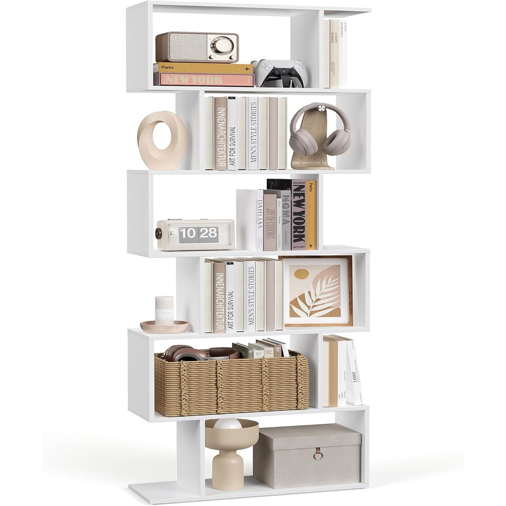 Bobbel Home Wooden Bookcase - 6 Levels - Standard Shelf - Freestanding Bookcase - Bookcases