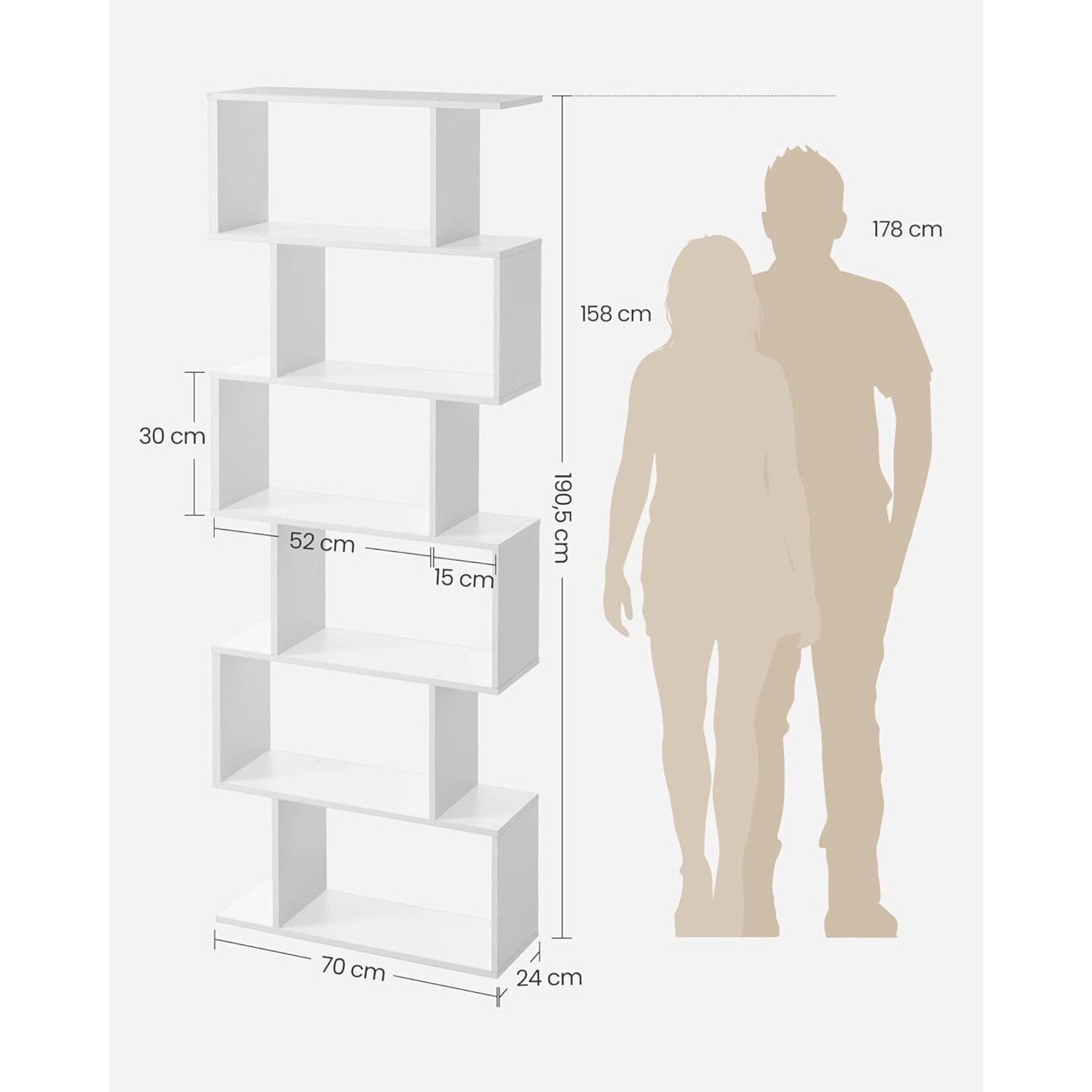 Bobbel Home Wooden Bookcase - 6 Levels - Standard Shelf - Freestanding Bookcase - Bookcases