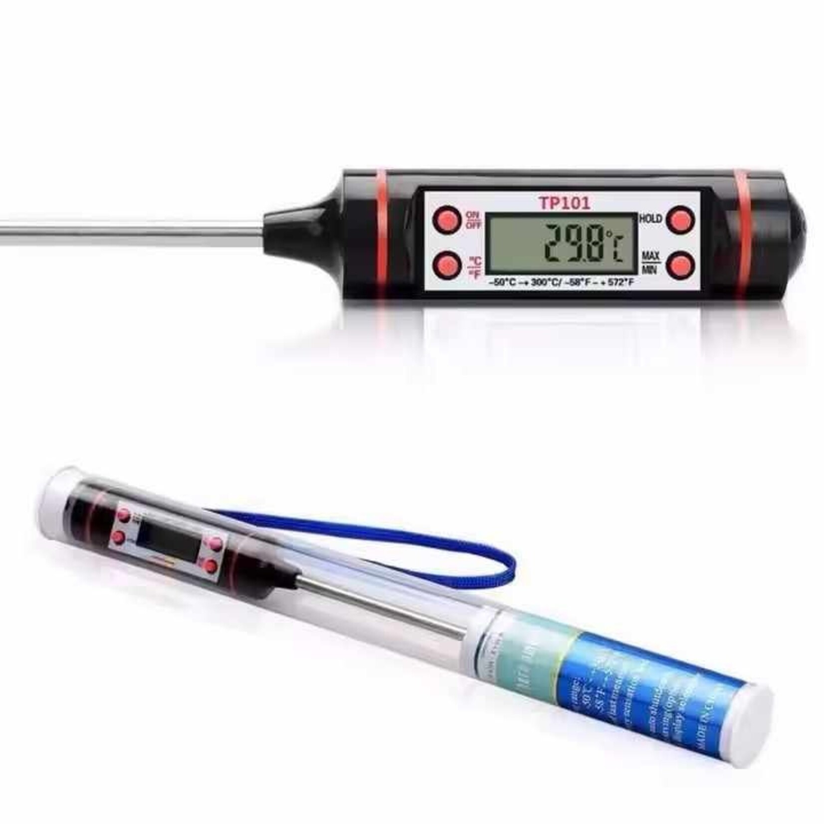Dutch Wanted Dutch Wanted - Meat thermometer Wireless with App - Oven thermometer - BBQ Thermometer with Bluetooth - BBQ accessories - Stainless steel - BLACK