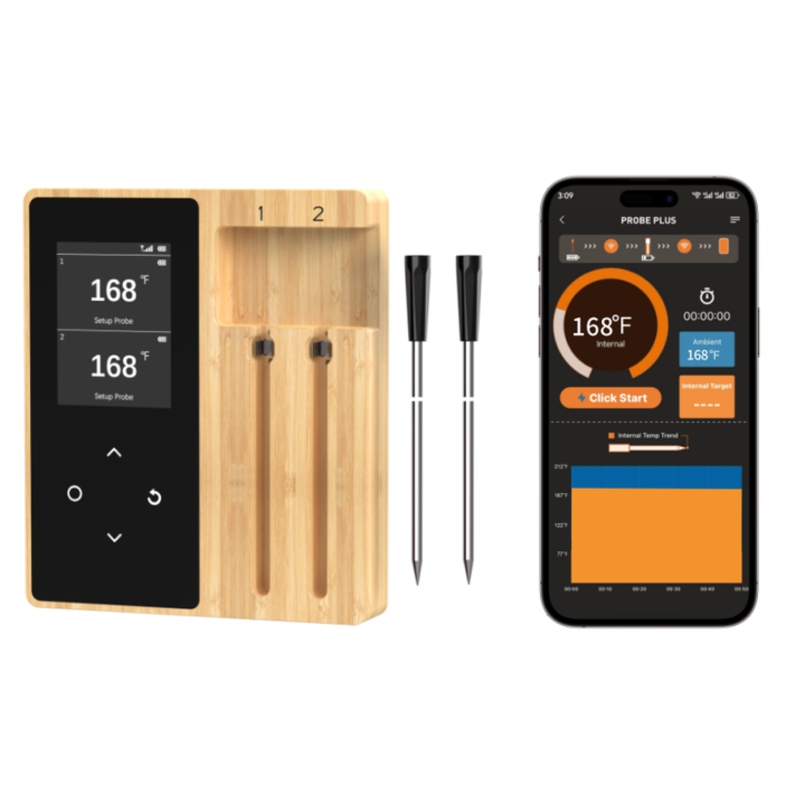 Dutch Wanted Meat thermometer Wireless with App - BBQ Thermometer with Bluetooth - Oven thermometer - BBQ accessories