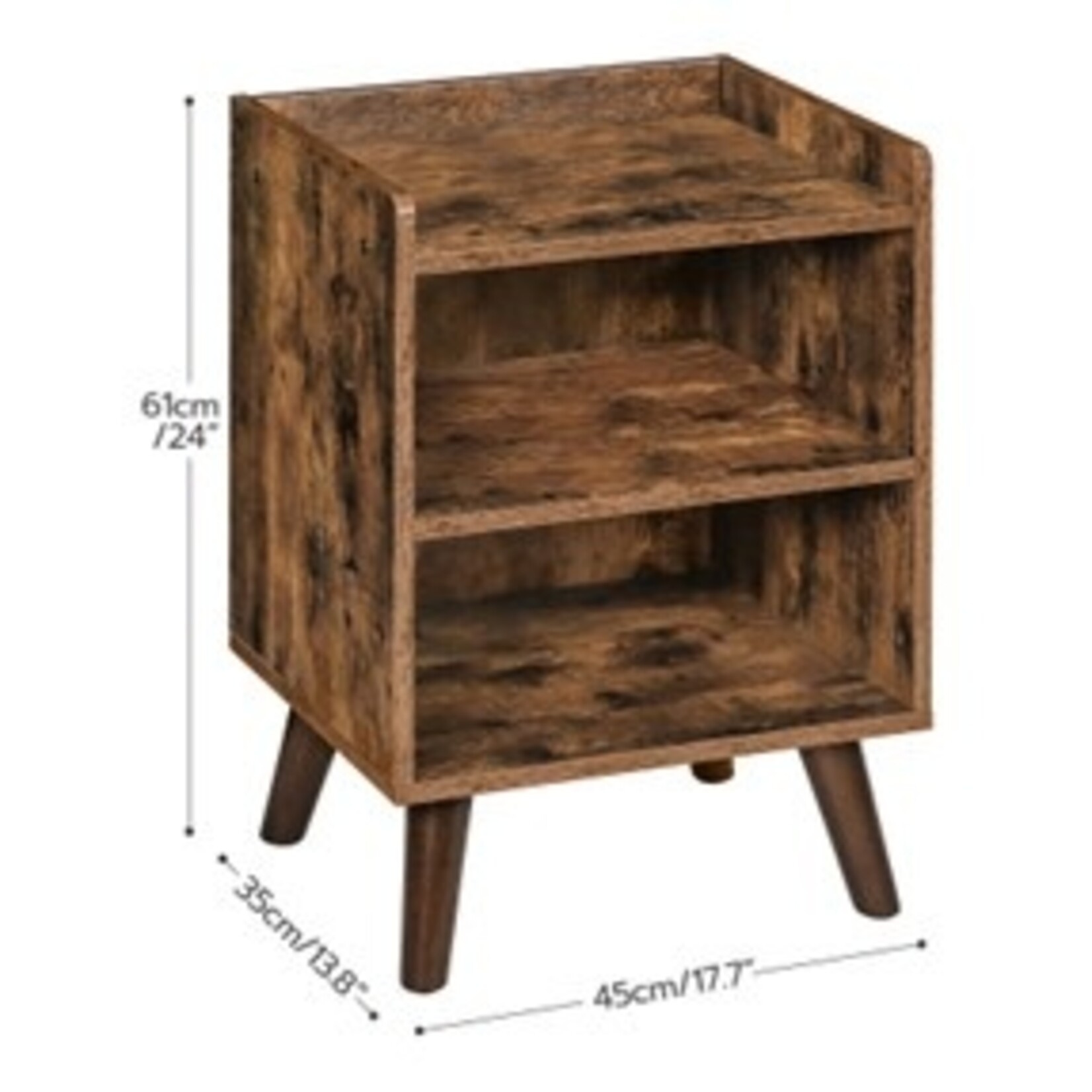 Parya Home Elegant & Versatile: Parya Home Bedside Table with 3 Open Shelves