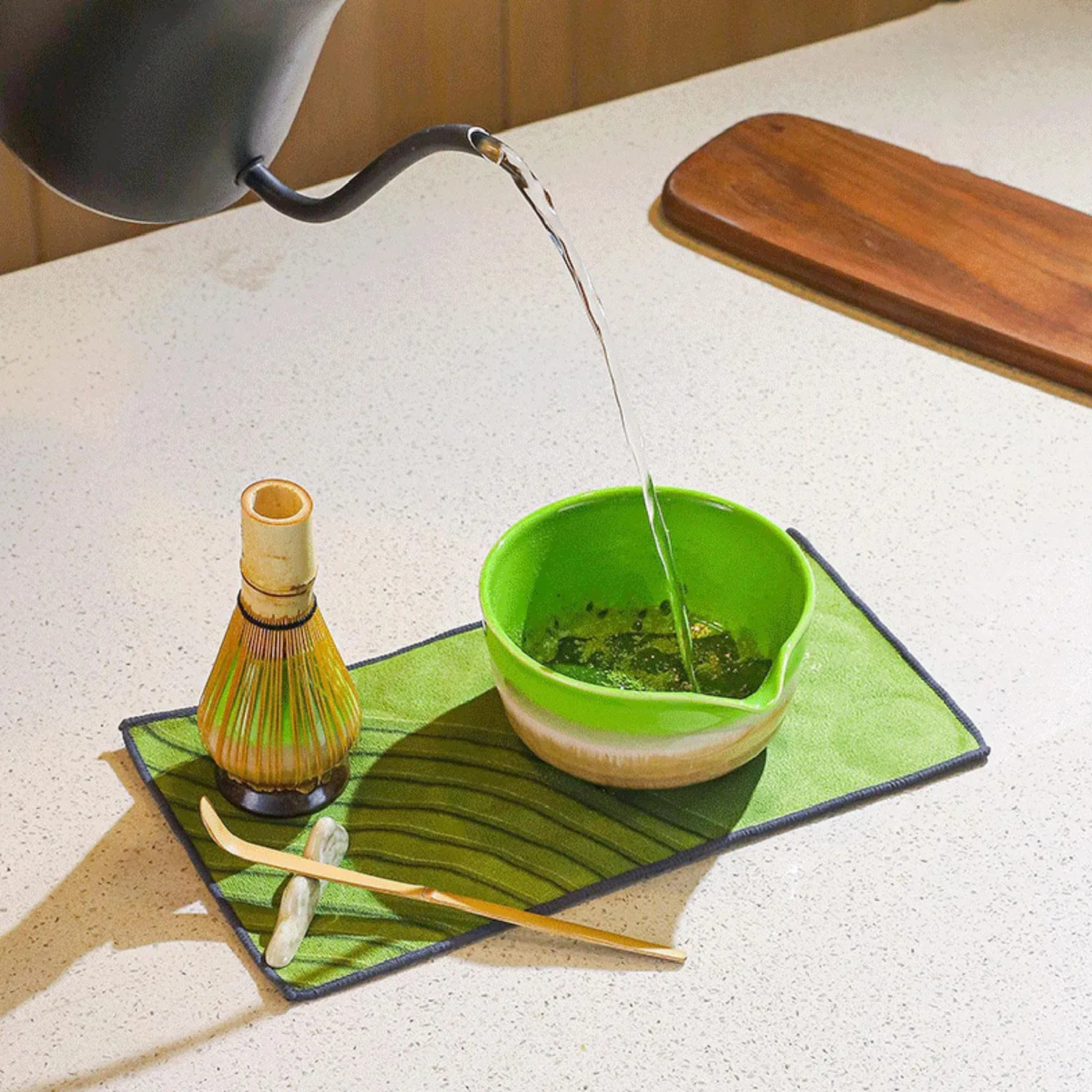 Parya Parya  - Matcha Set – 7-Piece – Complete Matcha Tea Set – Includes Bowl – Bamboo Whisk – Holder – Sifter and Accessories – Ceramic – Green – Luxury Gift Box