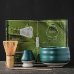 Parya Parya – Matcha Set – 8-Piece – Complete Matcha Tea Set – Includes Matcha Bowl – Bamboo Whisk – Whisk Holder – Sifter – Scoop – Mat – Ceramic – Dark Green – Luxury Gift Box