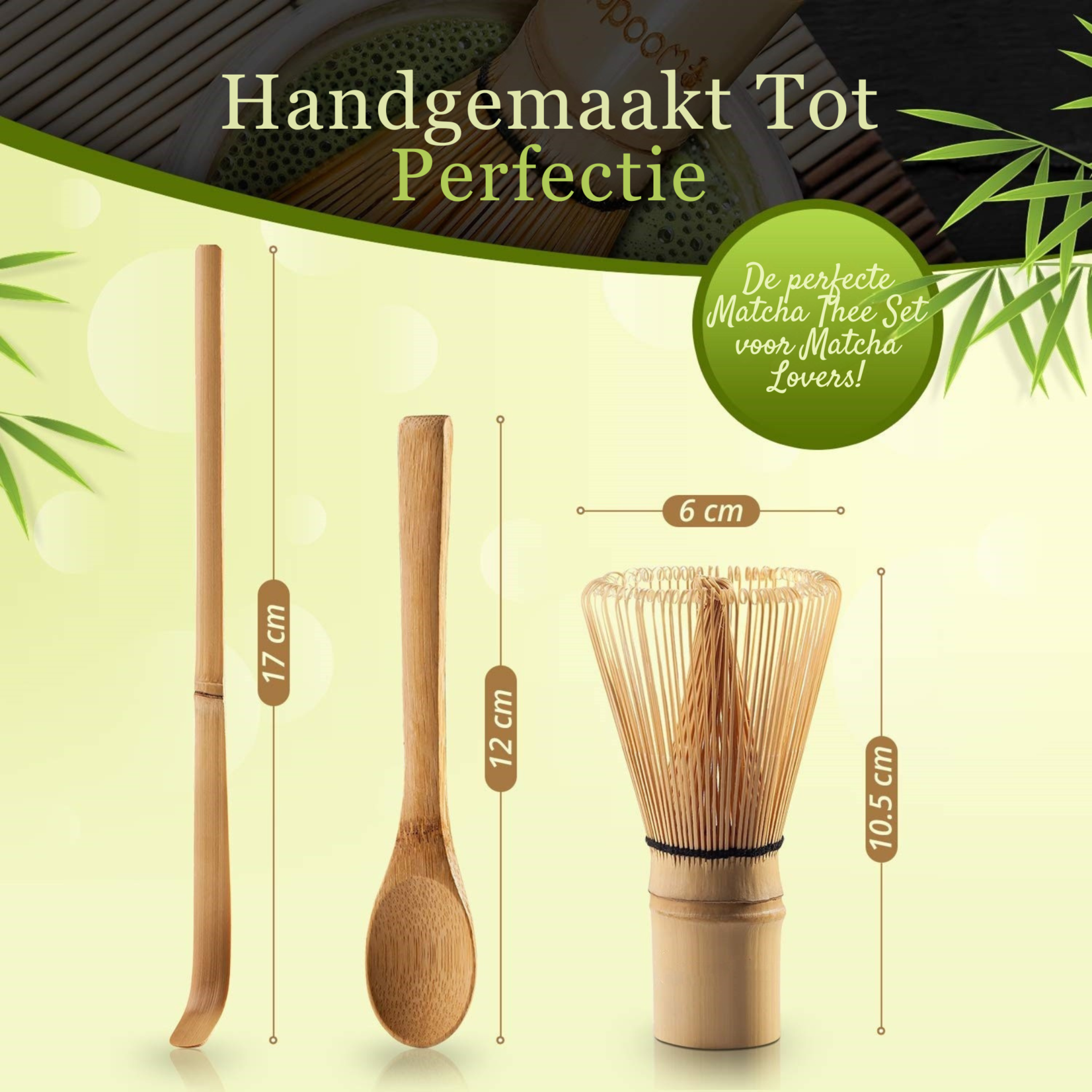 Parya Parya – Matcha Whisk Set – 3-Piece – Bamboo Whisk – Chashaku Scoop – Matcha Spoon – Handmade – For Matcha Tea – Gift Packaging