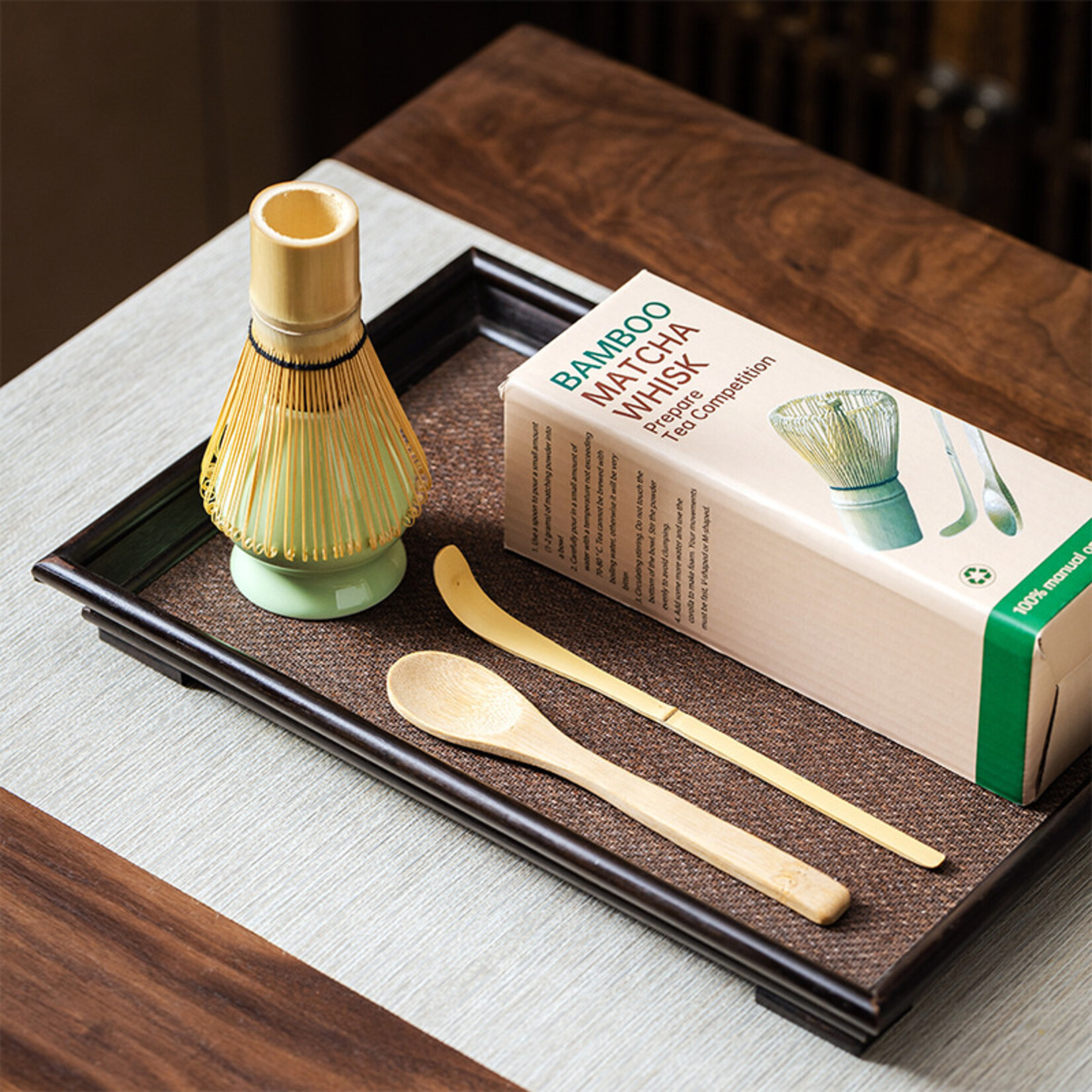 Parya Parya – Matcha Whisk Set – 3-Piece – Bamboo Whisk – Chashaku Scoop – Matcha Spoon – Handmade – For Matcha Tea – Gift Packaging