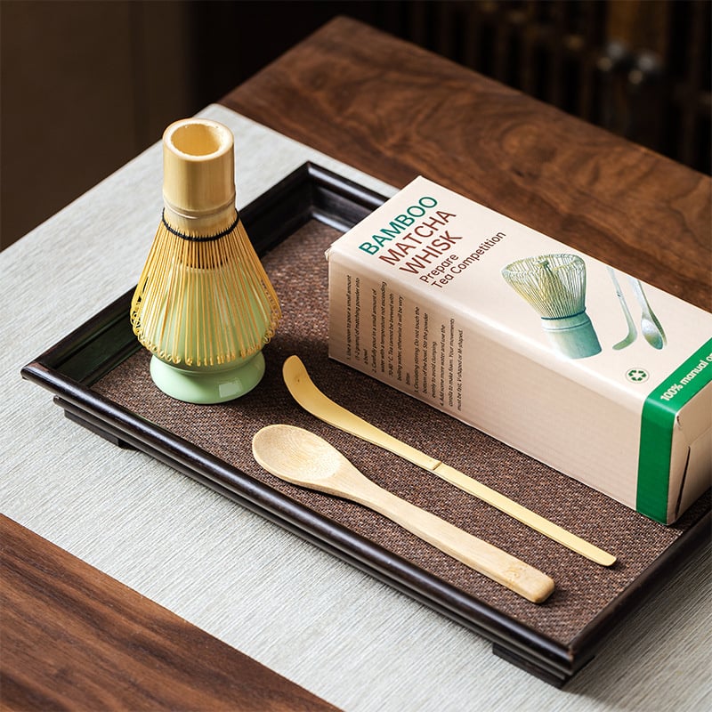 Parya – Matcha Whisk Set – 3-Delig – Bamboe Klopper – Chashaku Lepel – Matcha Lepel – Handgemaakt – Voor Matcha Thee – Cadeauverpakking