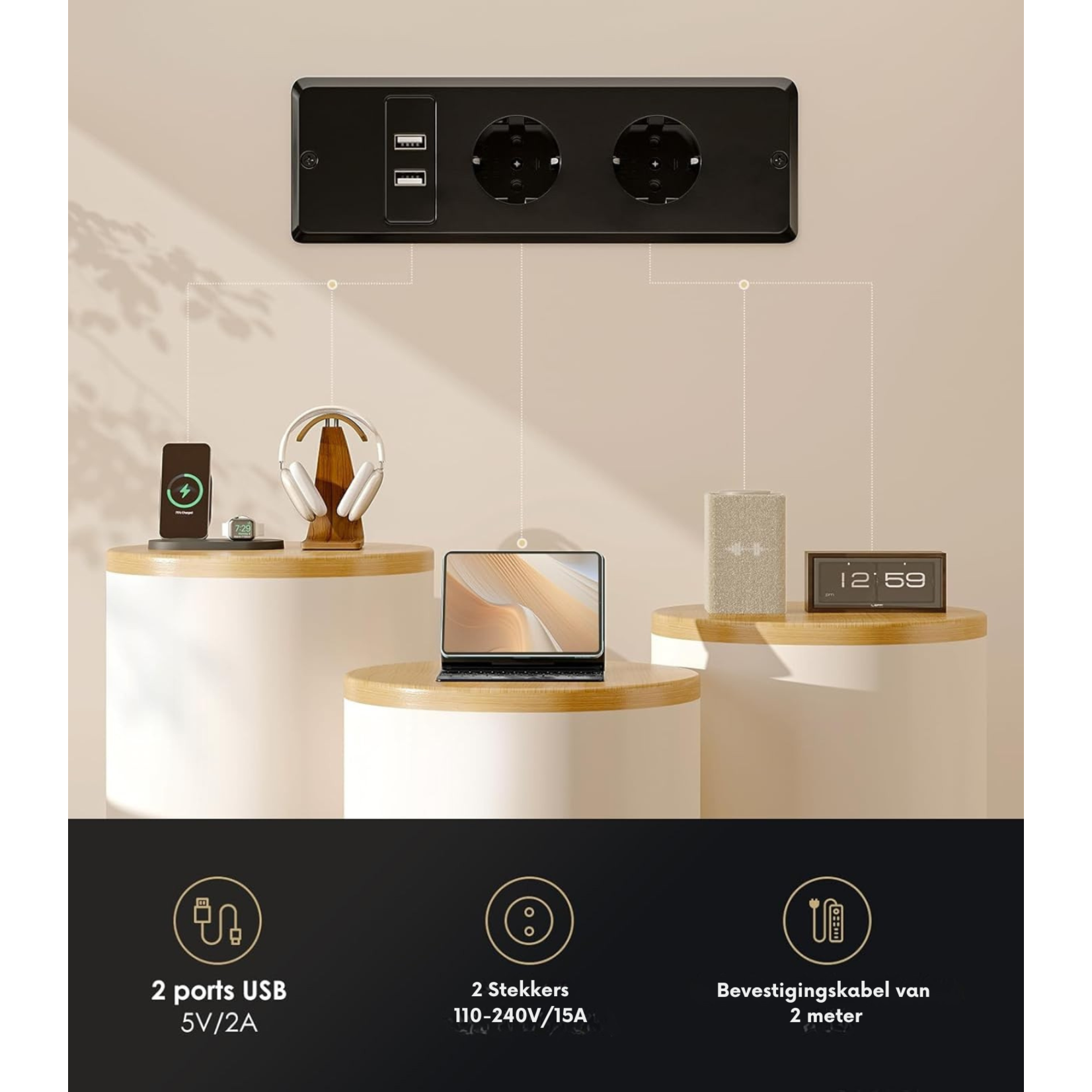 Parya Home Parya Home Electric Height Adjustable Desk 120 x 54 cm – Black – With 2 Drawers, Monitor Stand, Keyboard Tray, LED Lighting & 3 Memory Presets