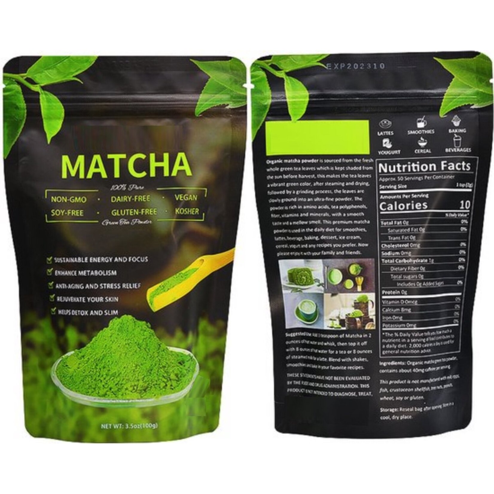 Matcha Tea - Japanese Green Tea Powder - Starter Set - 100 grams - Matcha Latte