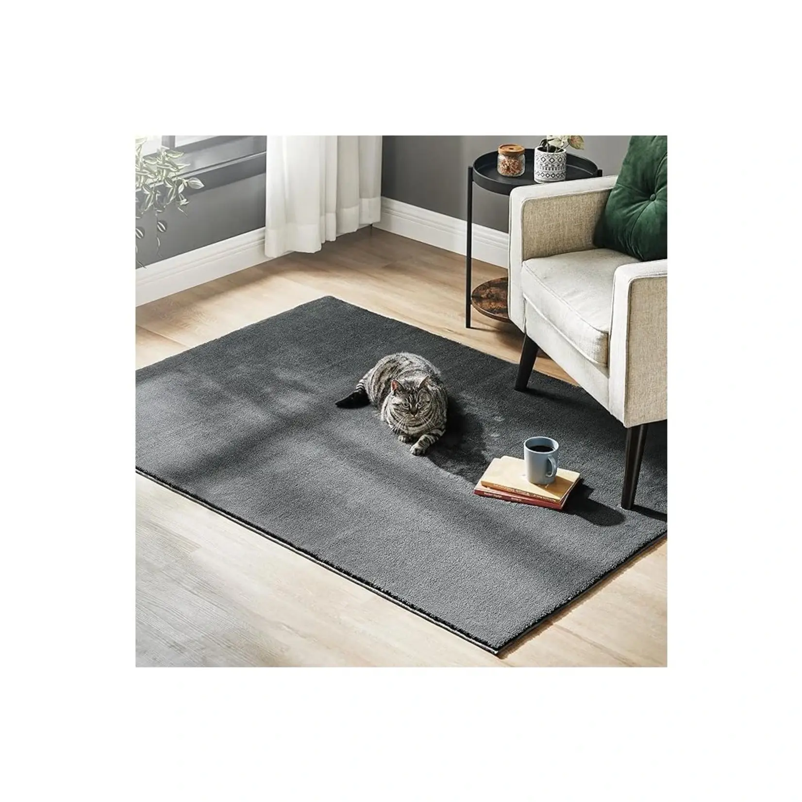 Parya Home Vloerkleed 120 x 170 cm – Parya Home – Antislip Tapijt voor Woonkamer en Slaapkamer – Machinewasbaar – Boho Stijl – antracietgrijs