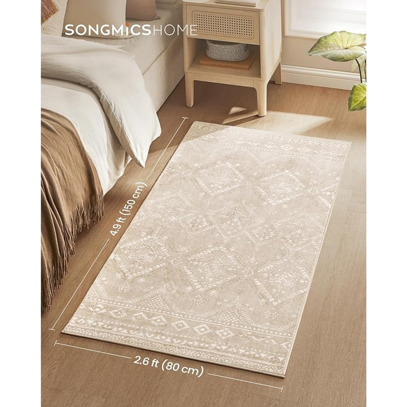 Parya Home Vloerkleed 120 x 170 cm – Parya Home – Antislip Tapijt voor Woonkamer en Slaapkamer – Machinewasbaar – Boho Stijl – cappuccino beige