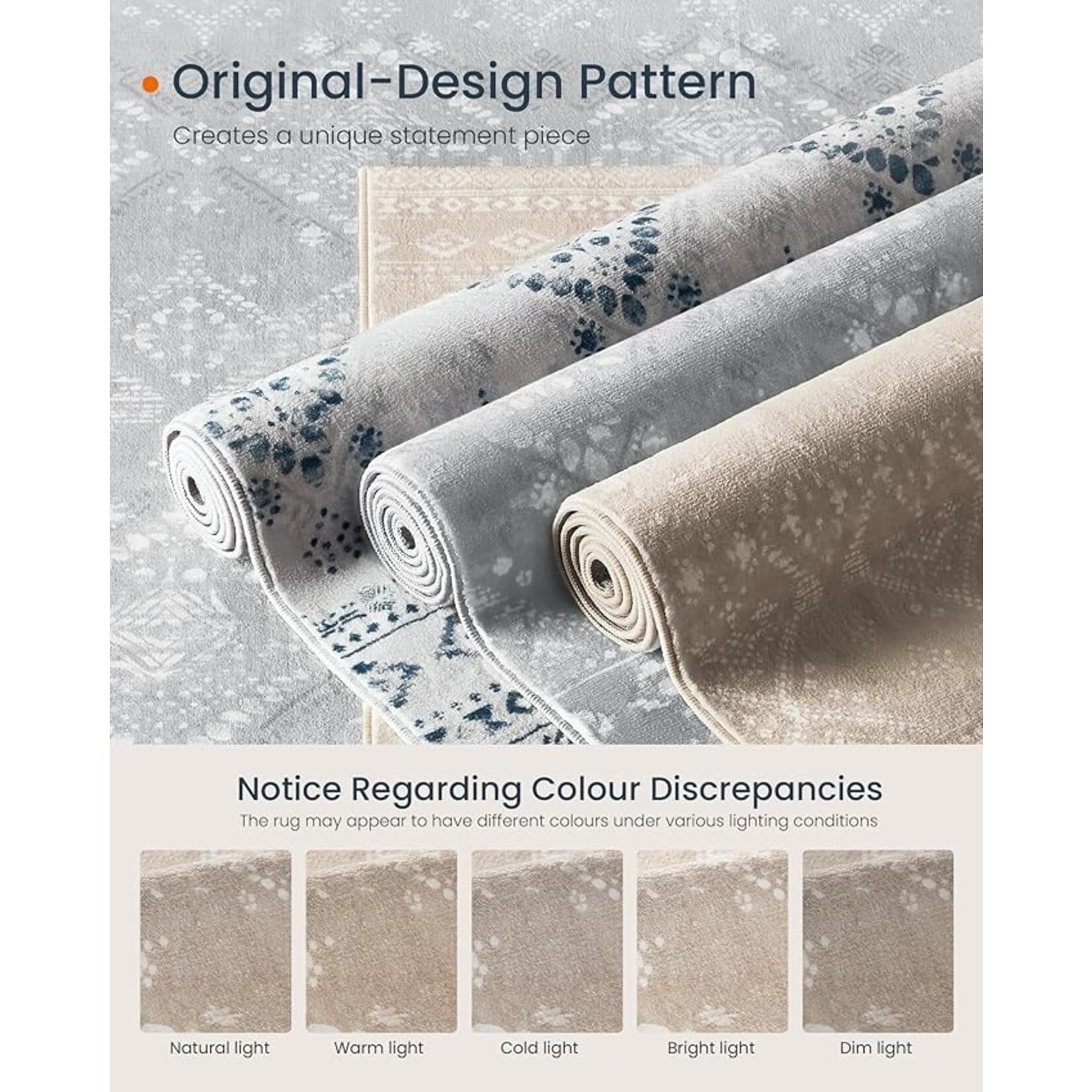 Parya Home Rug 120 x 170 cm – Parya Home – Non-slip Carpet for Living Room and Bedroom – Machine Washable – Boho Style – Cappuccino Beige