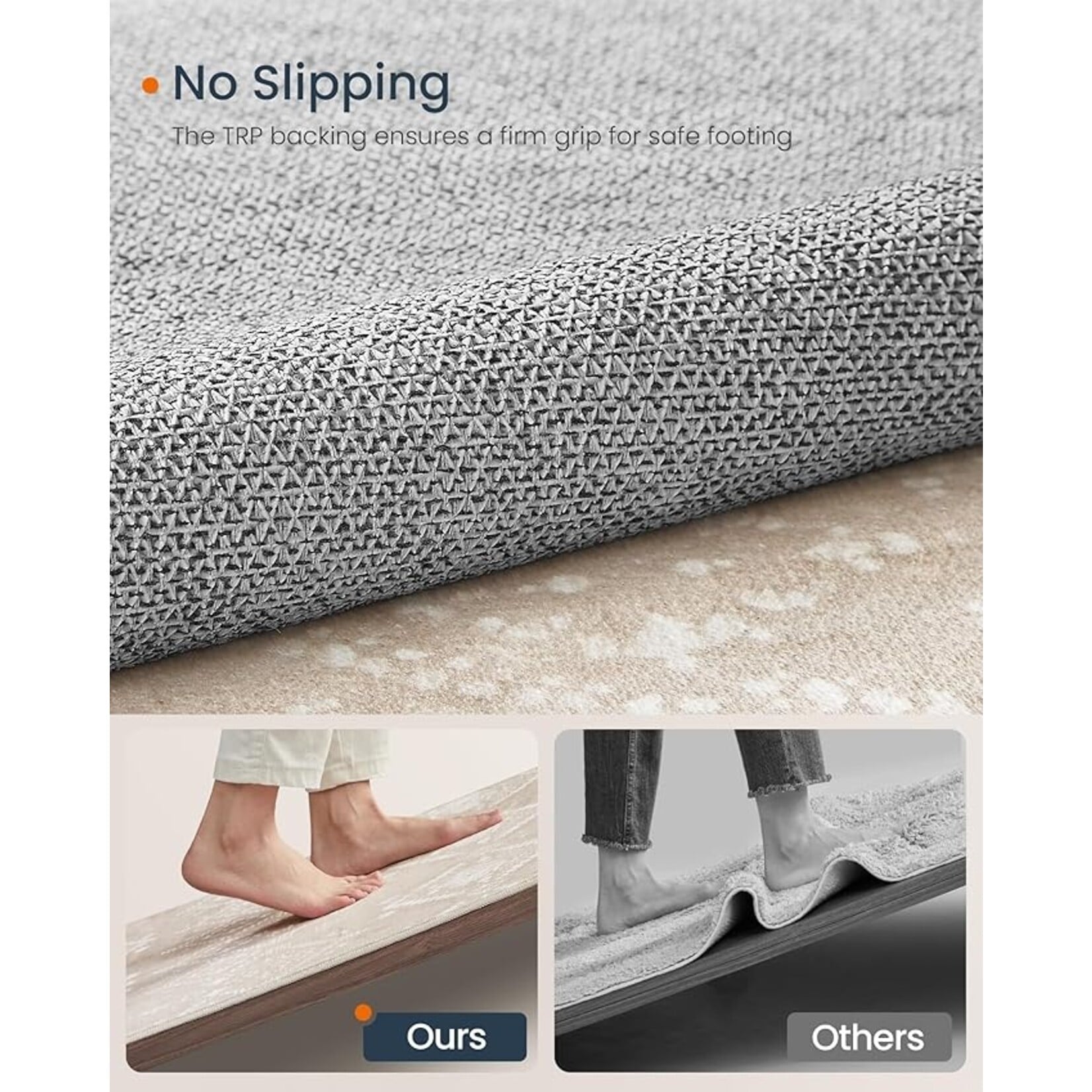 Parya Home Rug 120 x 170 cm – Parya Home – Non-slip Carpet for Living Room and Bedroom – Machine Washable – Boho Style – Cappuccino Beige