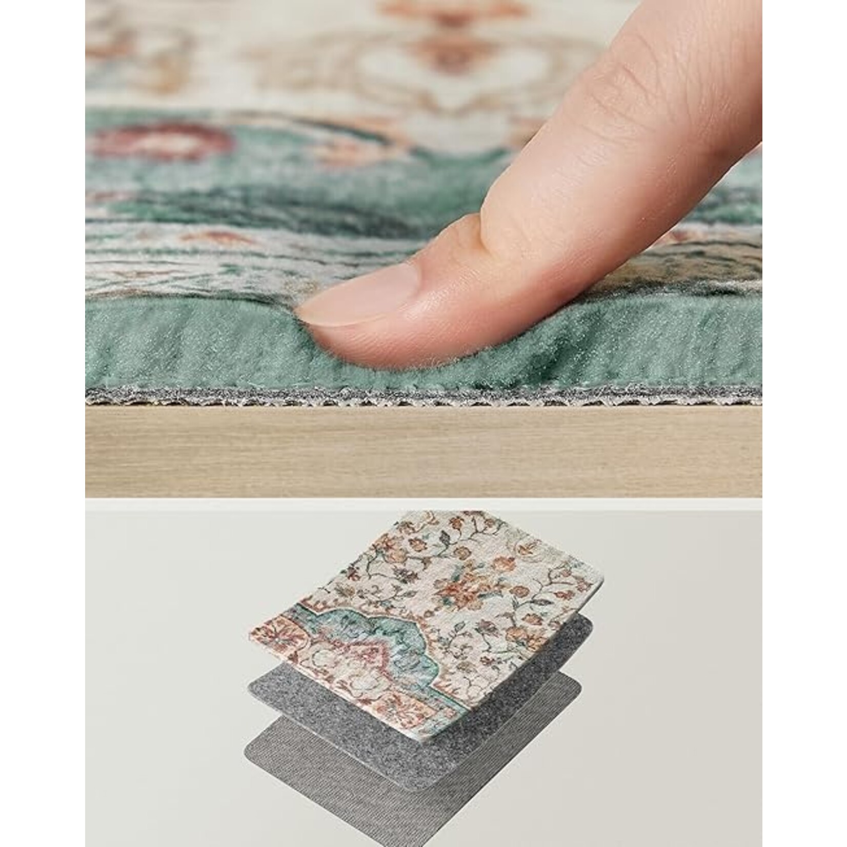 Parya Home Vloerkleed 120 x 170 cm – Parya Home – Antislip Tapijt voor Woonkamer en Slaapkamer – Machinewasbaar – Boho Stijl – aquablauw