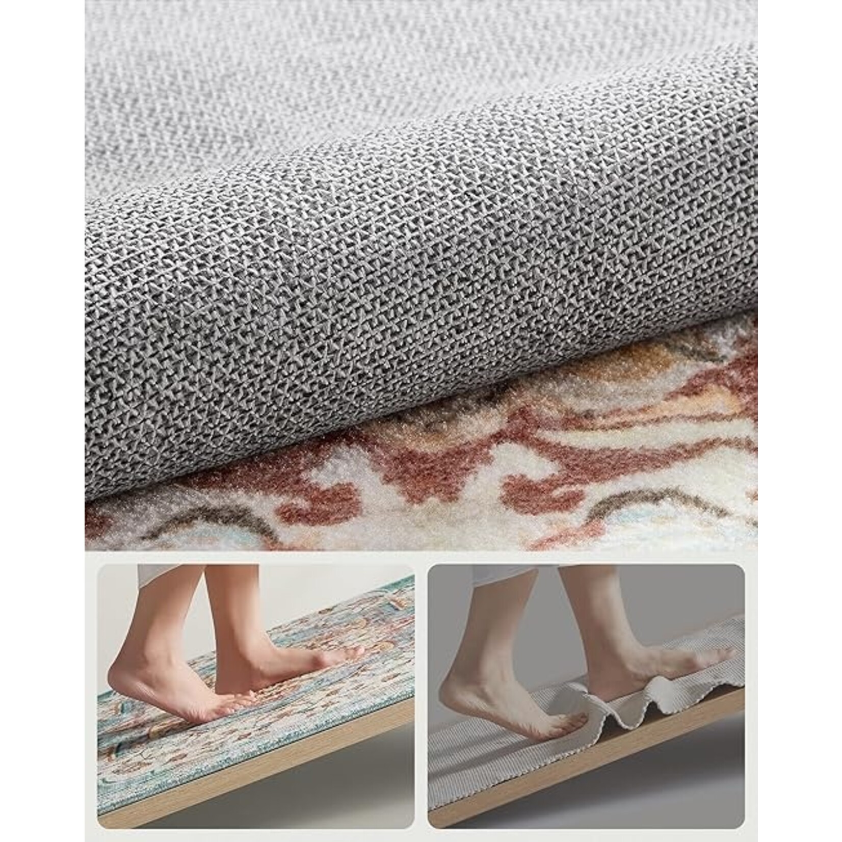 Parya Home Rug 120 x 170 cm – Parya Home – Non-slip Carpet for Living Room and Bedroom – Machine Washable – Boho Style – aqua blue