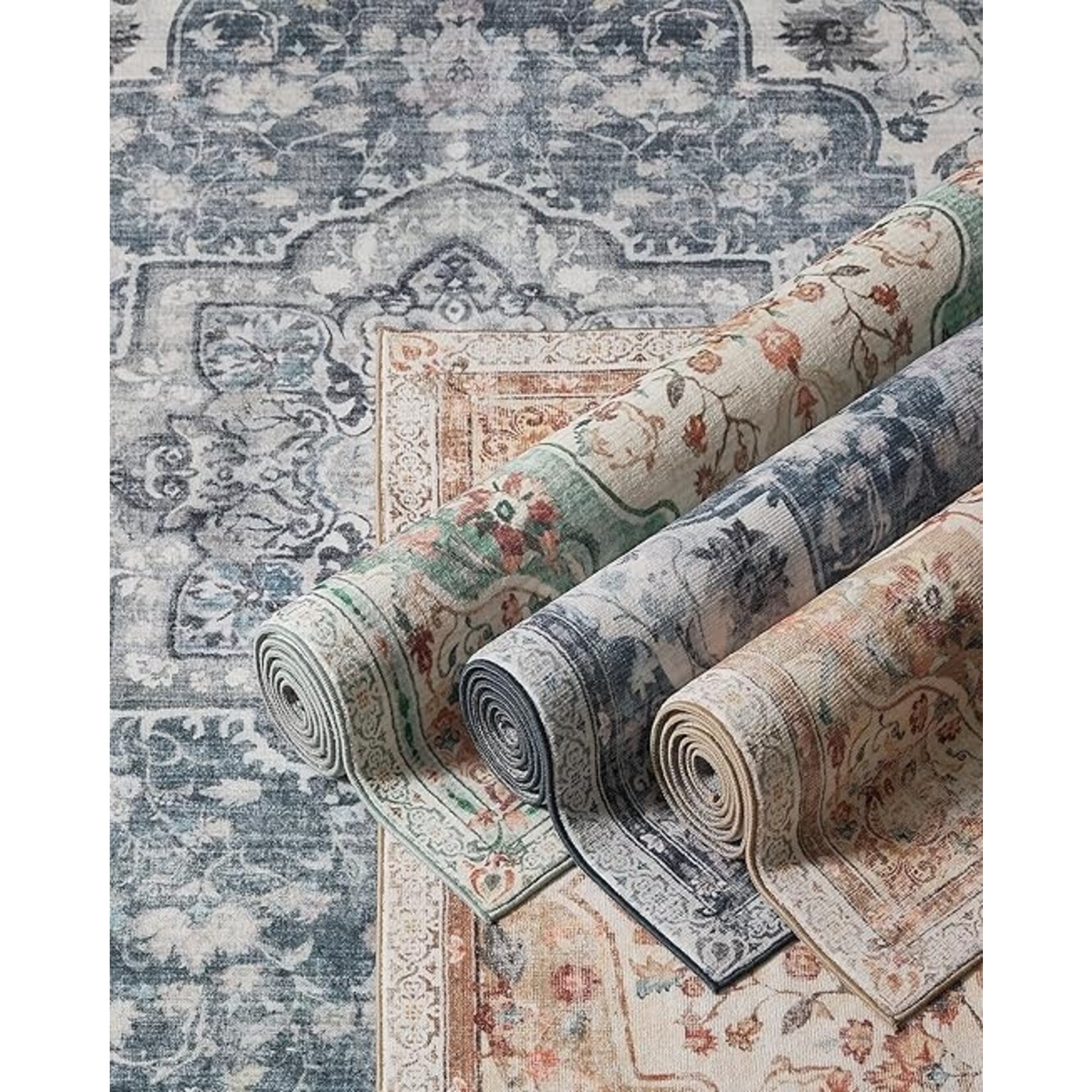 Parya Home Vloerkleed 120 x 170 cm – Parya Home – Antislip Tapijt voor Woonkamer en Slaapkamer – Machinewasbaar – Boho Stijl – aquablauw