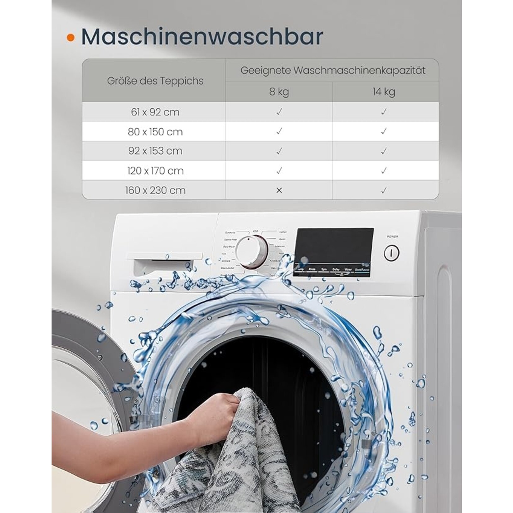 Vloerkleed 160 x 230 cm – Antislip vloerkleed – Woondecoratie – Voor woonkamer, slaapkamer, kinderkamer – Machinewasbaar – Boho-stijl – Duifgrijs  – Parya Home