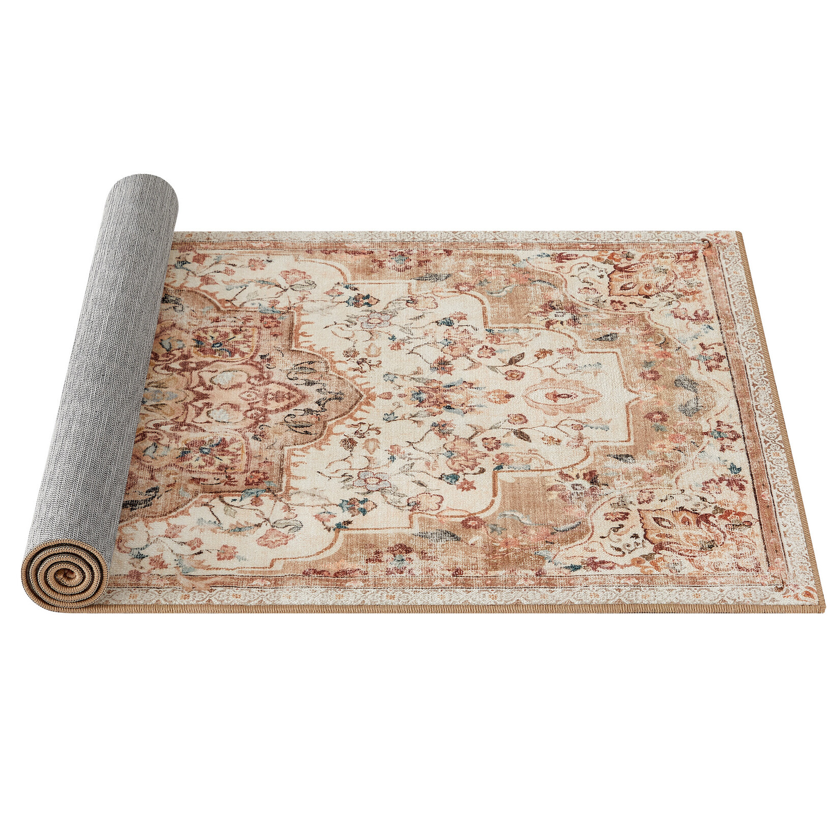 Vloerkleed 80 x 150 cm – Antislip vloerkleed – Woondecoratie – Voor woonkamer, slaapkamer, kinderkamer – Machinewasbaar – Boho-stijl – Cappuccino Beige  – Parya Home