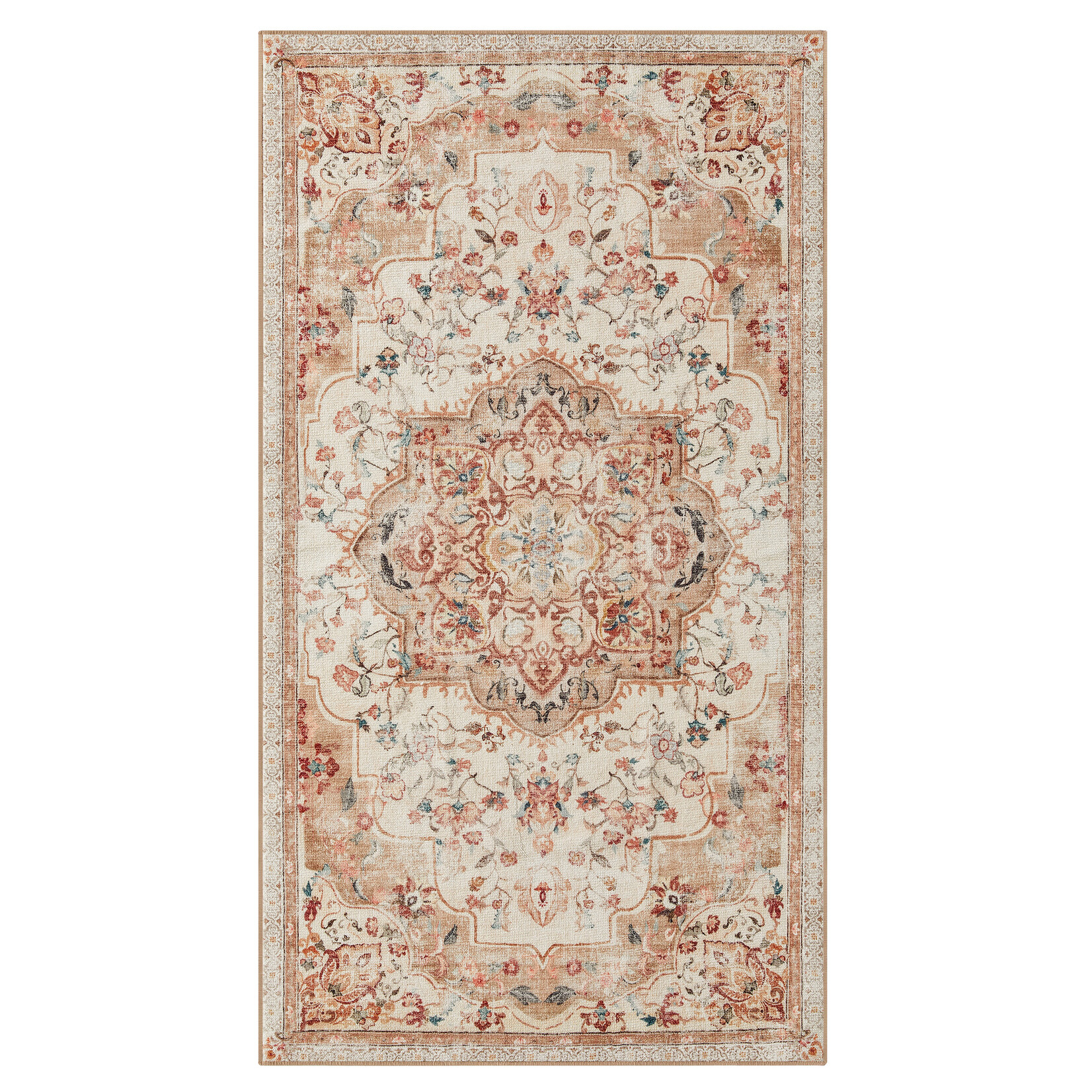 Rug 80 x 150 cm – Non-slip rug – Home decoration – For living room, bedroom, children's room – Machine washable – Boho style – Cappuccino Beige  – Parya Home