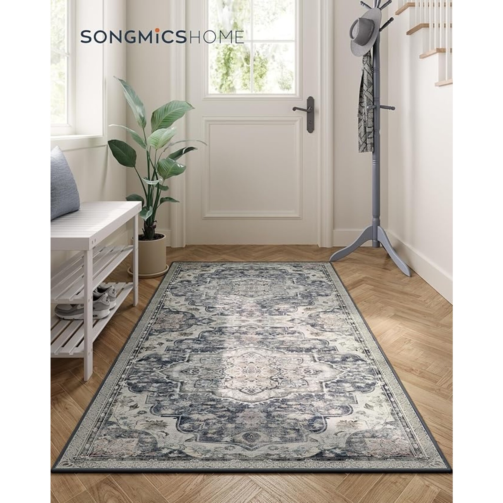 Parya Home Rug 80 x 150 cm – Non-slip rug – Home decoration – For living room, bedroom, children's room – Machine washable – Boho style – Dove gray – Parya Home
