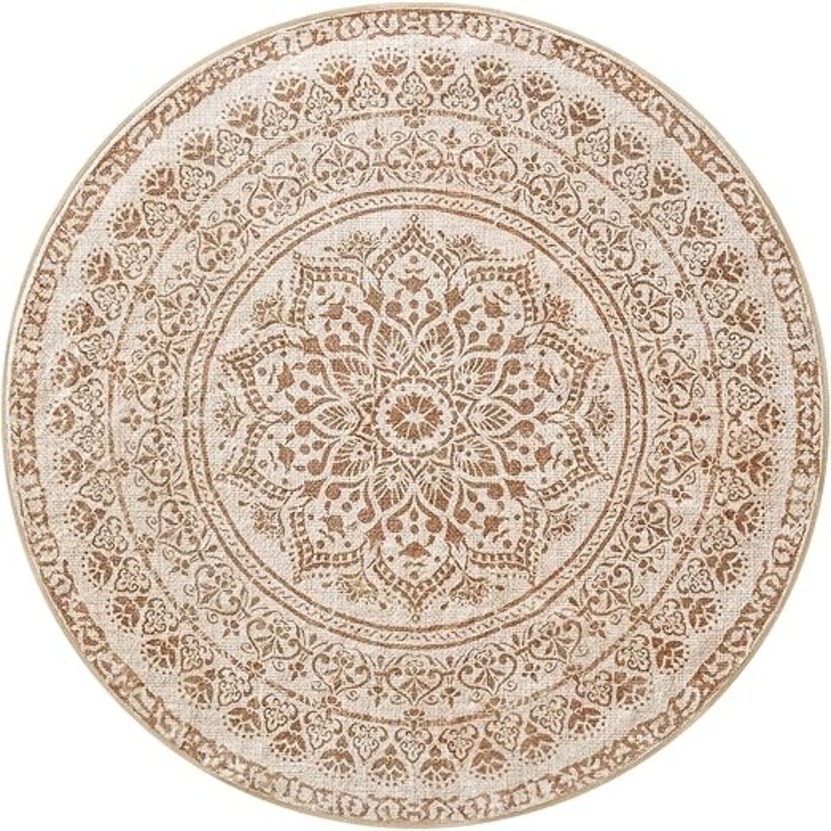 Parya Home Parya Home Round Rug Diameter 120 cm – Non-slip Carpet – For Living Room, Bedroom, Under Armchair – Machine Washable – Boho Style – Cappuccino Beige