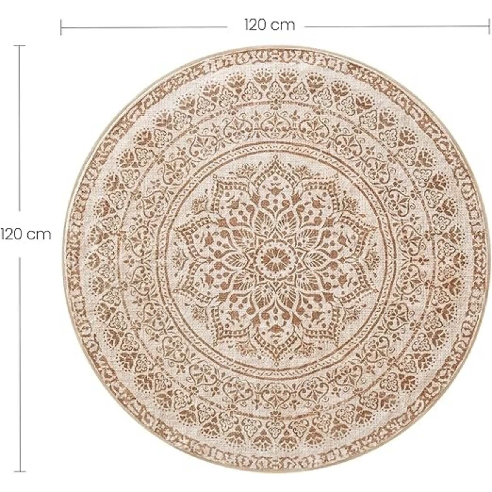 Parya Home Parya Home Rond Vloerkleed Diameter 120 cm – Antislip Tapijt – Voor Woonkamer, Slaapkamer, Onder Fauteuil – Machinewasbaar – Boho Stijl – Cappuccino Beige