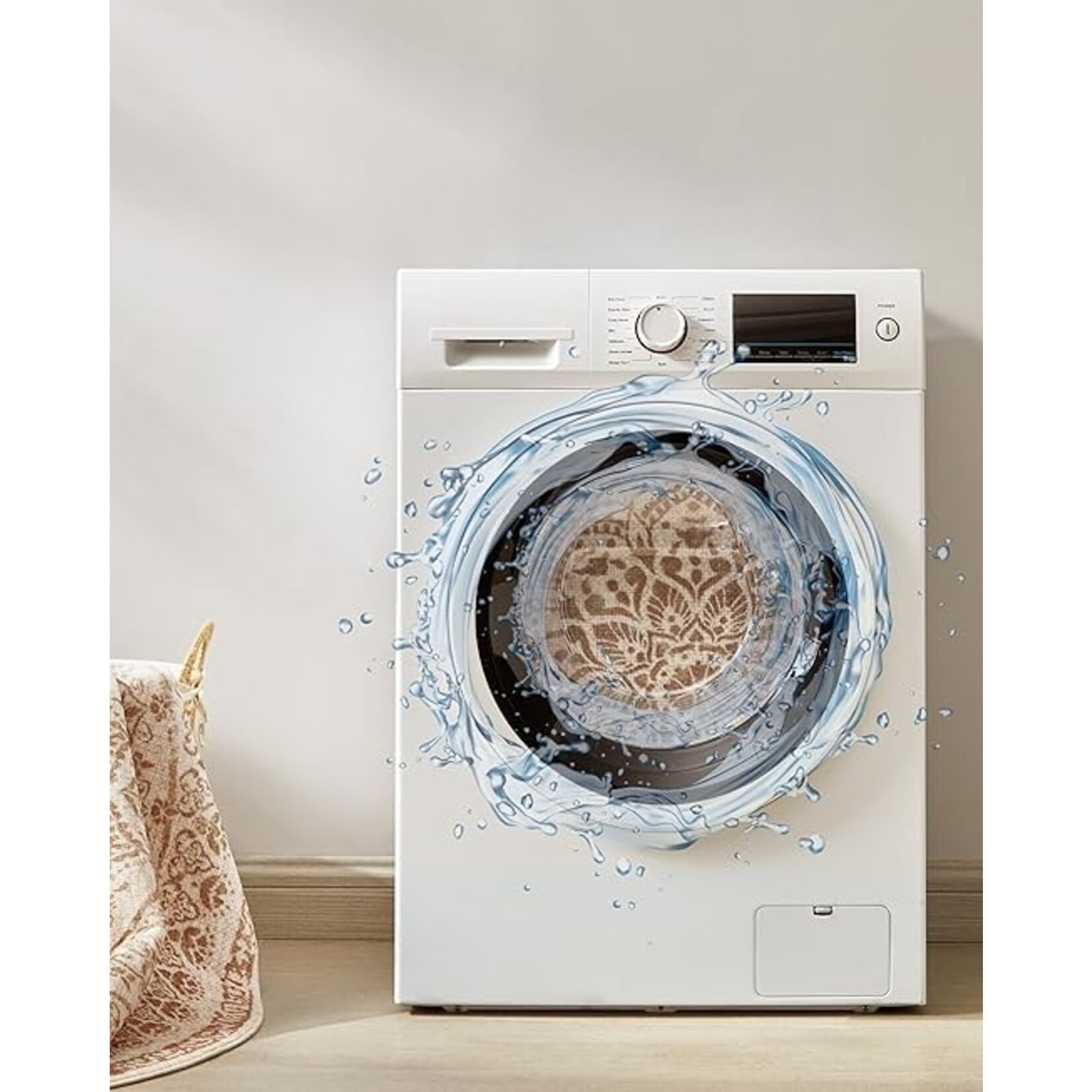 Parya Home Parya Home Round Rug Diameter 120 cm – Non-slip Carpet – For Living Room, Bedroom, Under Armchair – Machine Washable – Boho Style – Cappuccino Beige