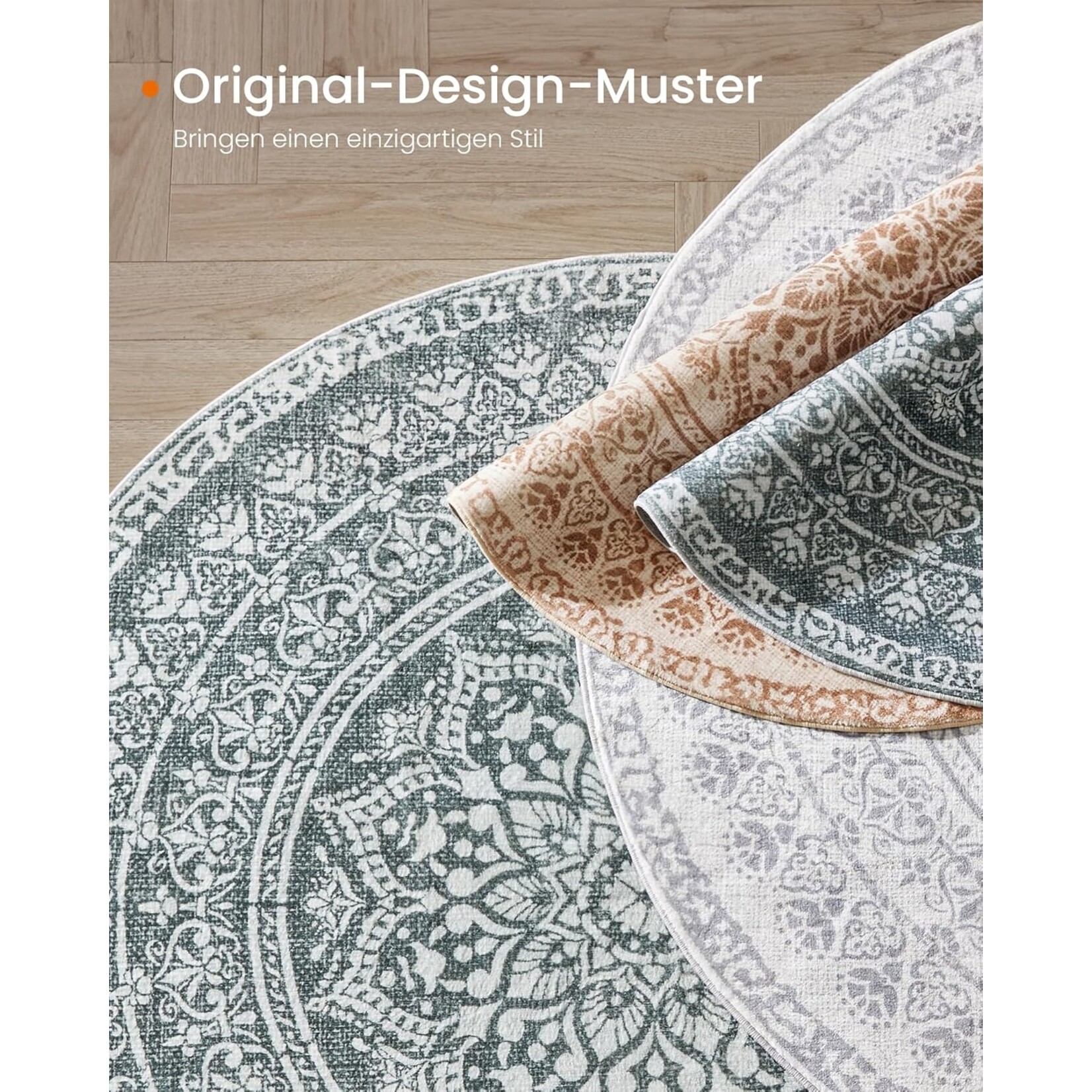 Parya Home Parya Home Rond Vloerkleed Diameter 120 cm – Antislip Tapijt – Voor Woonkamer, Slaapkamer, Onder Fauteuil – Machinewasbaar – Boho Stijl – Antraciet grijs