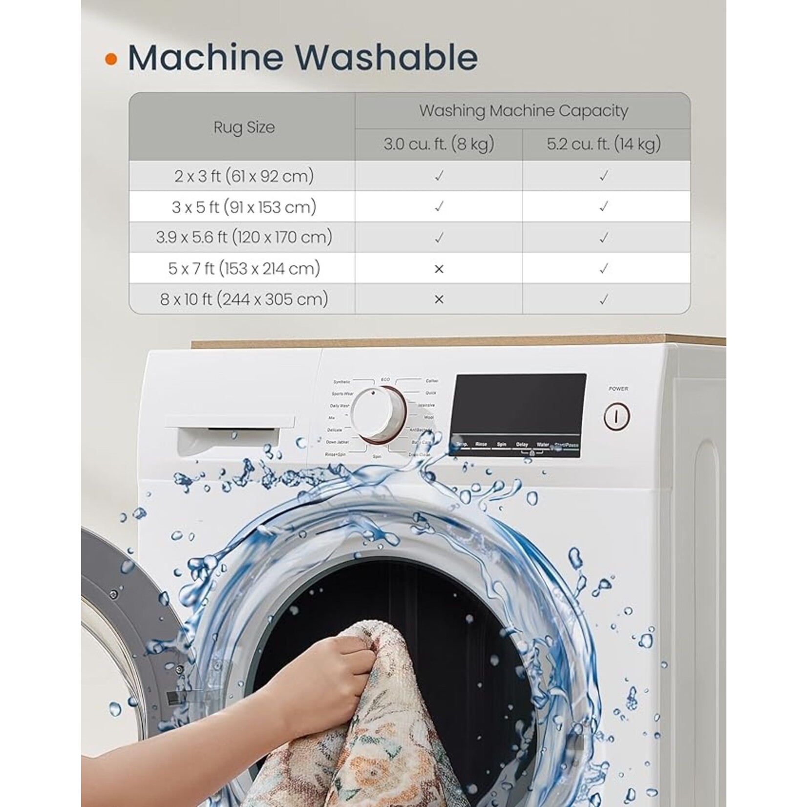 Parya Home Rug - 92 x 153 cm – Non-slip Carpet – Home Decoration – For Living Room, Bedroom, Children's Room – Machine Washable – Boho Style – Aquamarine – Parya Home