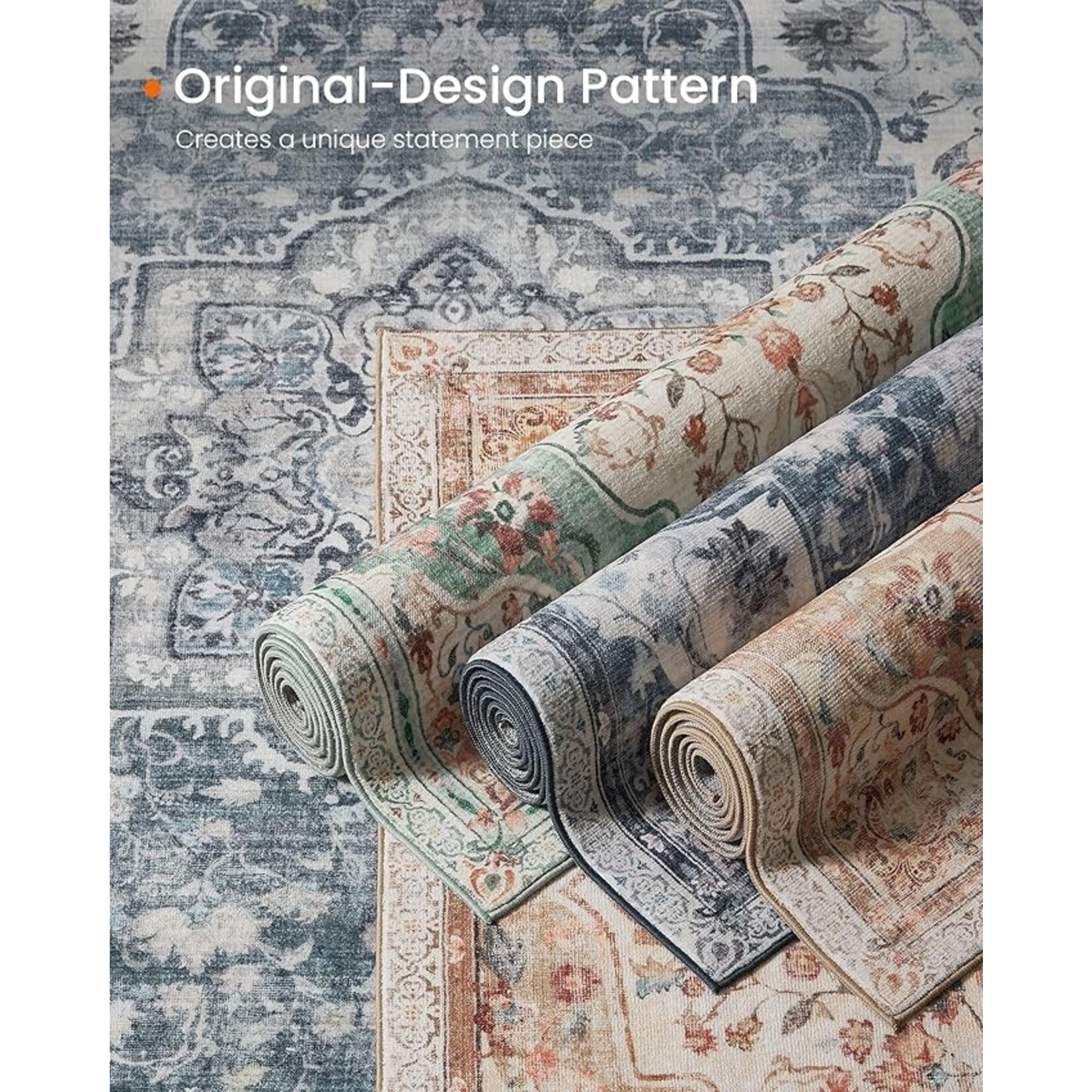 Parya Home Vloerkleed - 92 x 153cm  – Antislip Tapijt – Huisdecoratie – Voor Woonkamer, Slaapkamer, Kinderkamer – Machinewasbaar – Boho Stijl –Aquamarijn– Parya Home