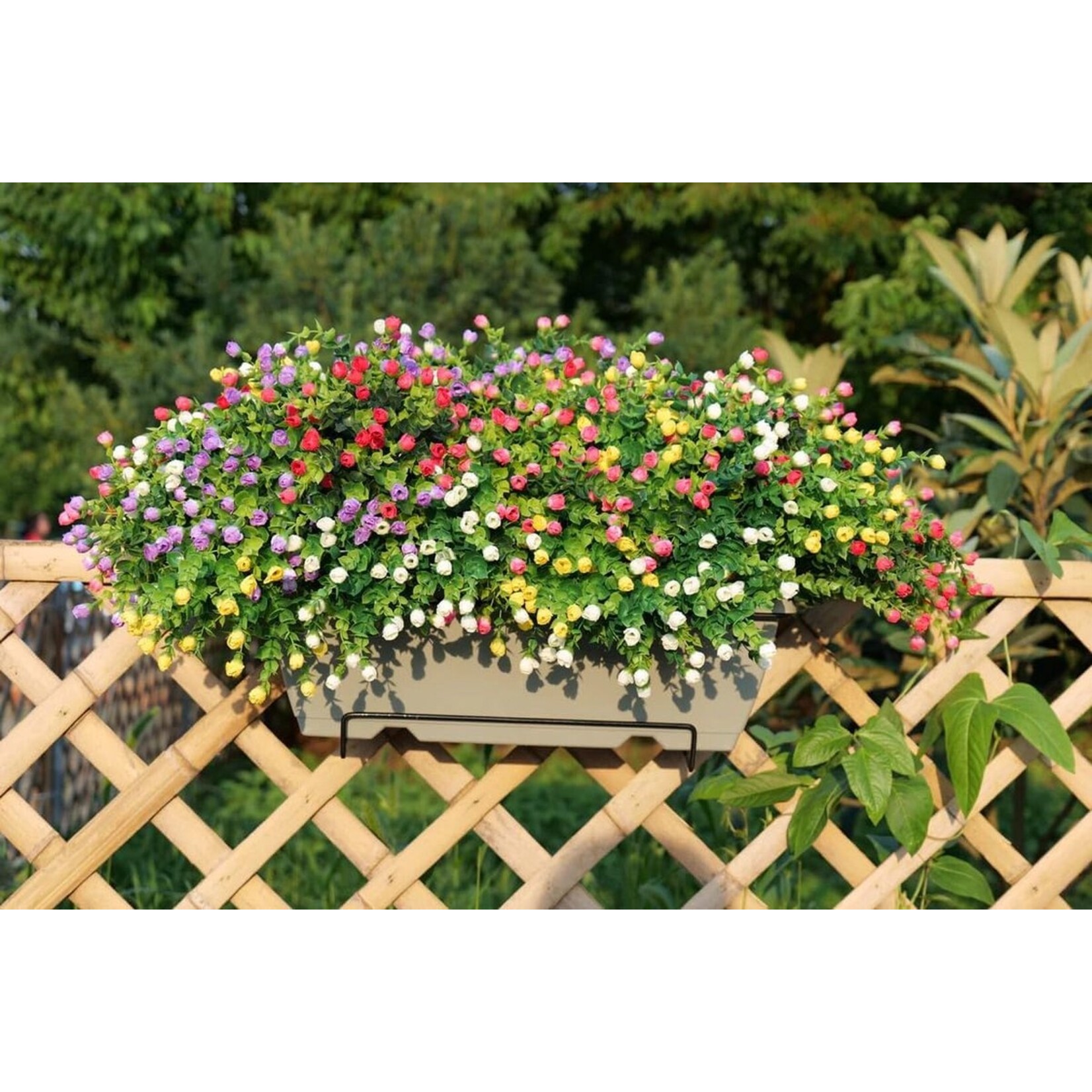 Parya Home Artificial flowers for outdoor use, artificial plants, bouquet, artificial flowers as real art balcony plants, plastic flowers for balcony, indoor, outdoor, garden (6 bundles, mixed colors)