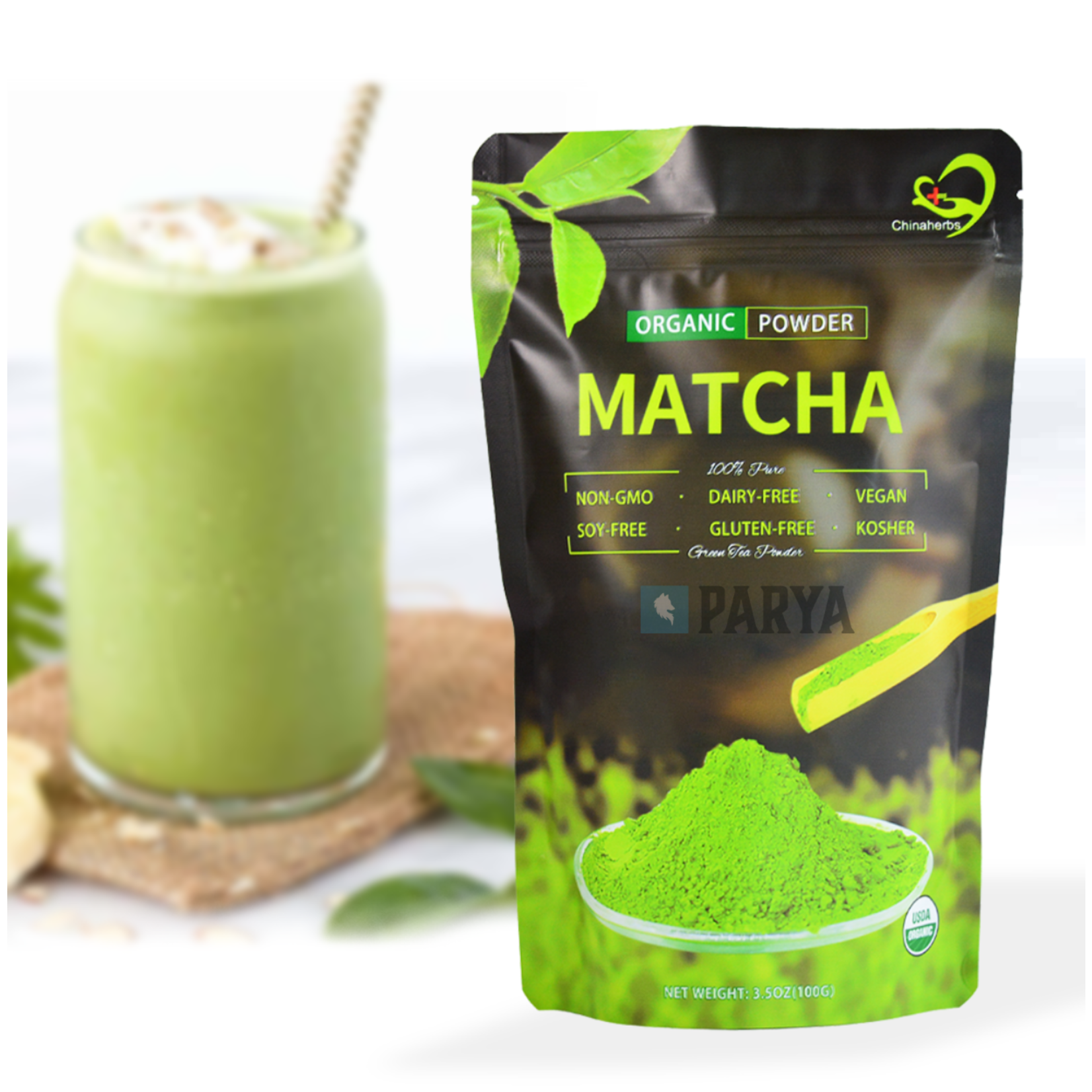 Parya Parya Matcha Poeder - 100 gram - Rijk aan Antioxidanten - Matcha Poeder - Groene thee - Matcha thee - Matcha Latte - Matcha Koffie