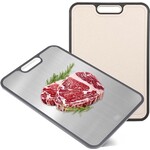 Dutch Wanted - 100% stainless steel cutting board, double-sided with wheat fibre side - Avoid microplastics - Hygienic - Grater function - Dishwasher safe - Non-slip