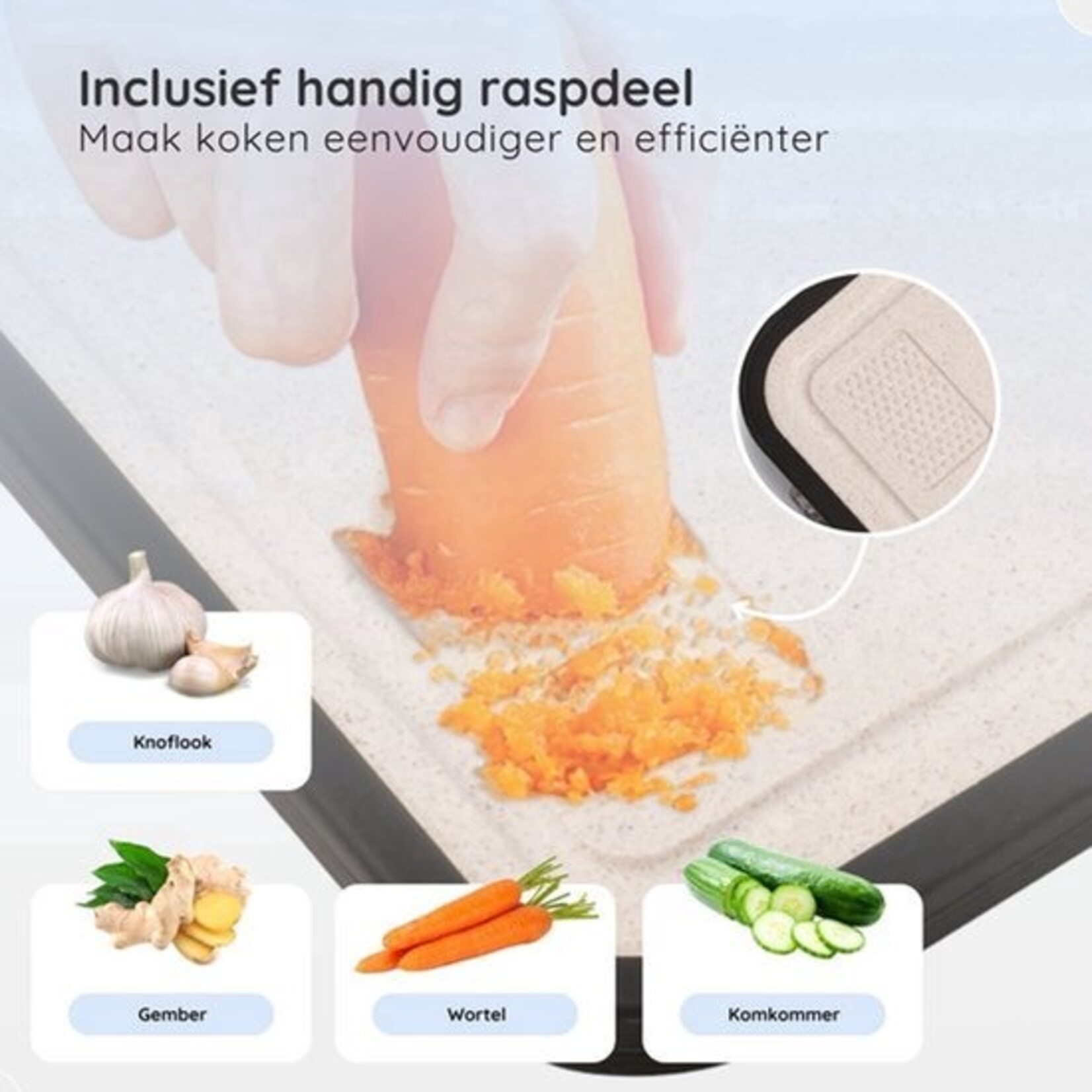 Dutch Wanted - 100% RVS Snijplank Dubbelzijdig met Tarwevezel kant - Vermijd Microplastics - Hygiene - Raspfunctie - Cutting Board - Vaatwasserbestendig - Antislip