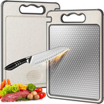 Dutch Wanted Dutch Wanted Stainless Steel Cutting Board - Stainless Steel Cutting Board - Double-sided Function - Cutting Board - Dishwasher Safe - Non-Slip Material - Stainless Steel Side with Wheat Fibre Side - Avoid Microplastics - Hygiene - BPA Free