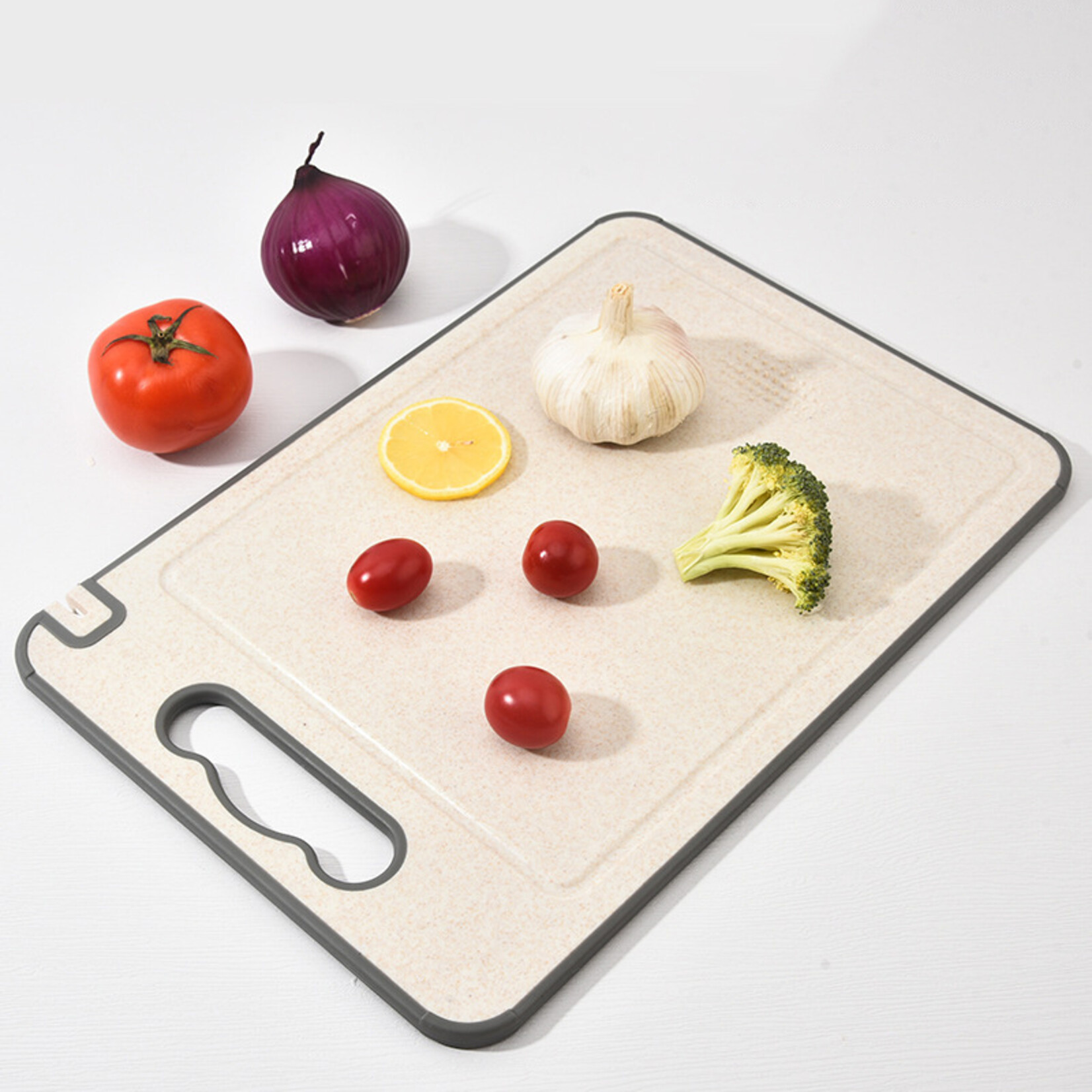 Dutch Wanted Dutch Wanted Stainless Steel Cutting Board - Stainless Steel Cutting Board - Double-sided Function - Cutting Board - Dishwasher Safe - Non-Slip Material - Stainless Steel Side with Wheat Fibre Side - Avoid Microplastics - Hygiene - BPA Free
